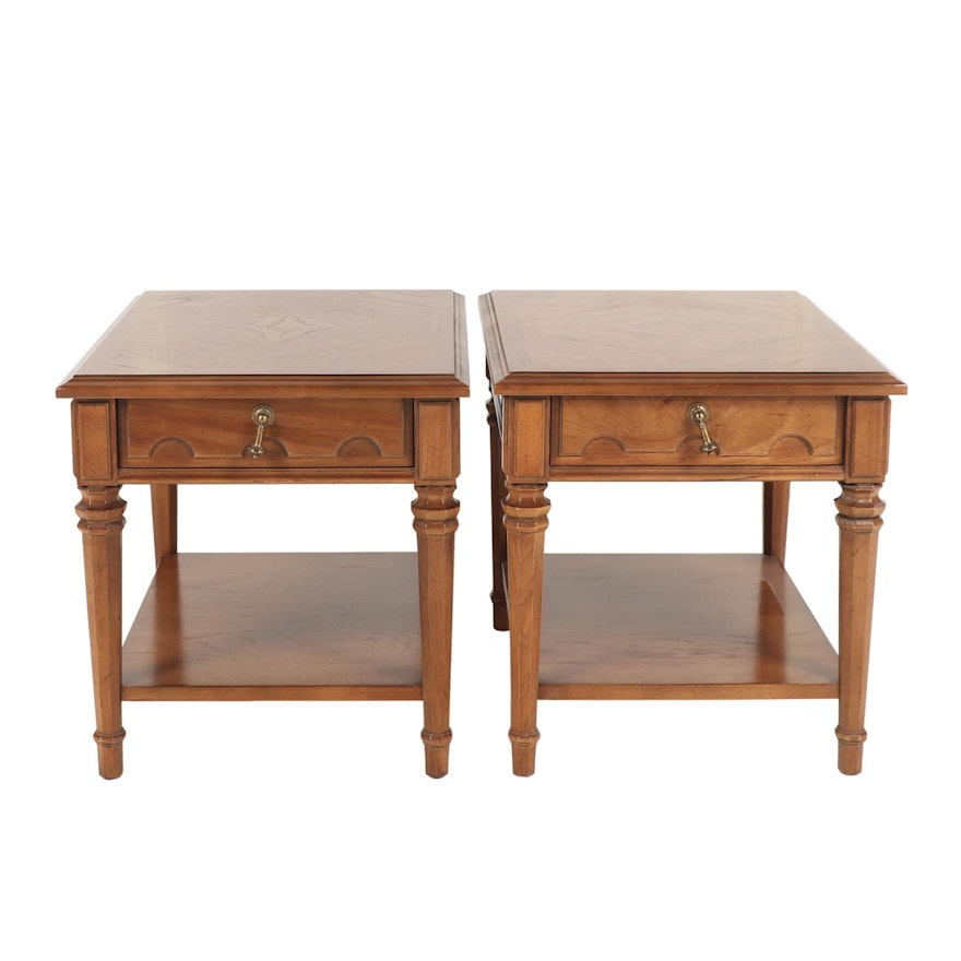 Pair of Drexel Fruitwood Side Tables, 1970s