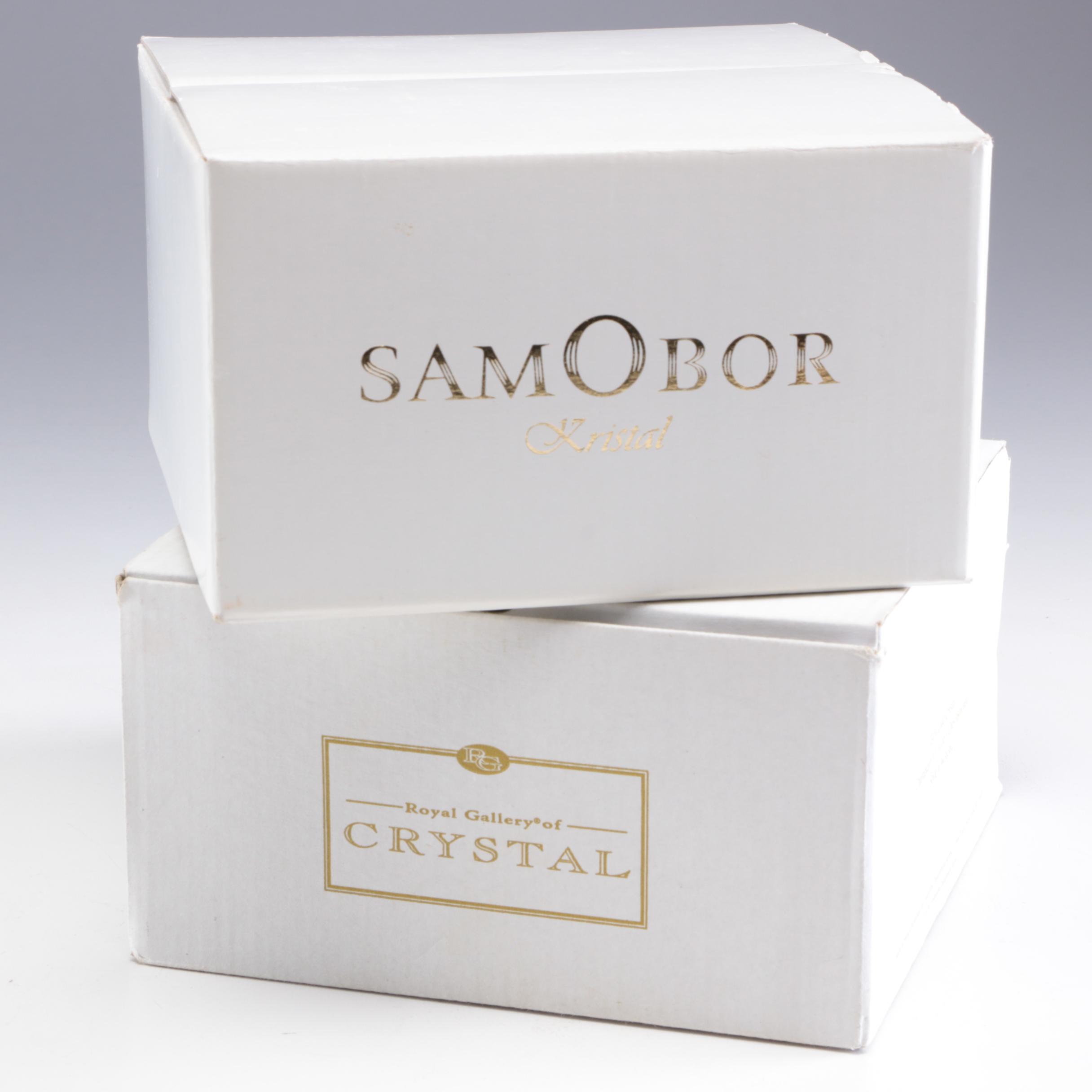 Sam O Bor "Illusions" and Royal Gallery "Champlain Platinum" Crystal Glassware