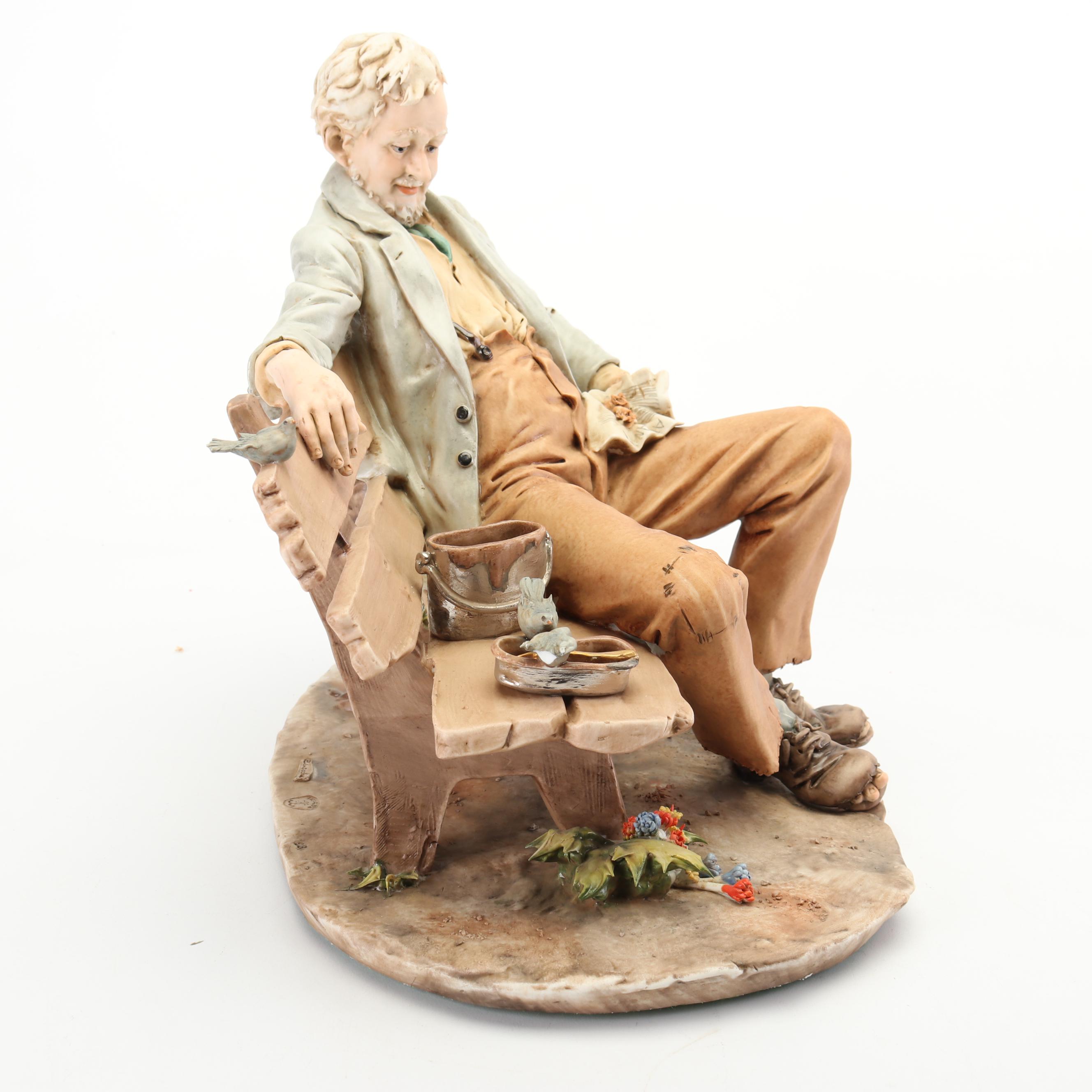 Benacchio Triade Capodimonte Figurine "Man on Bench"
