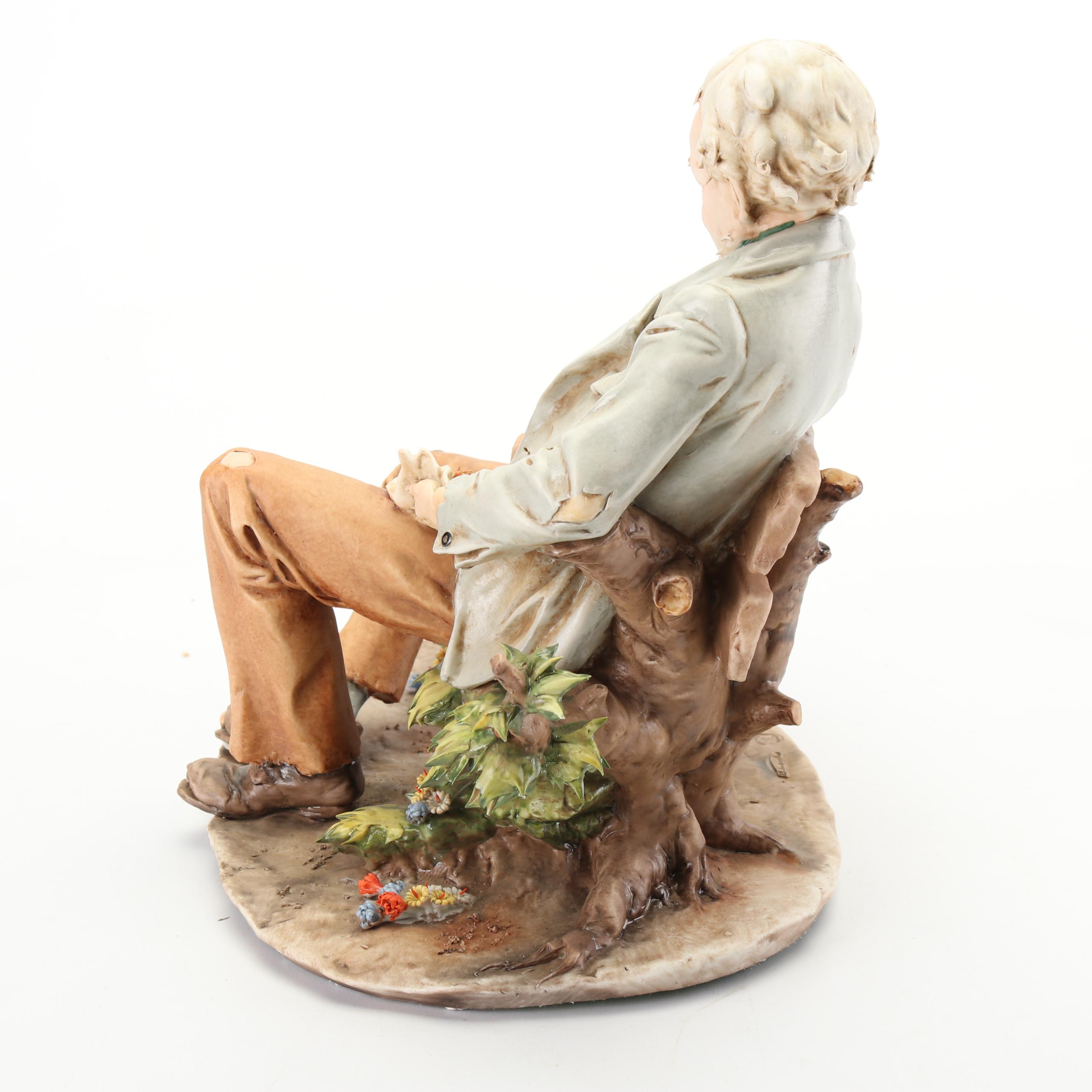 Benacchio Triade Capodimonte Figurine "Man on Bench"