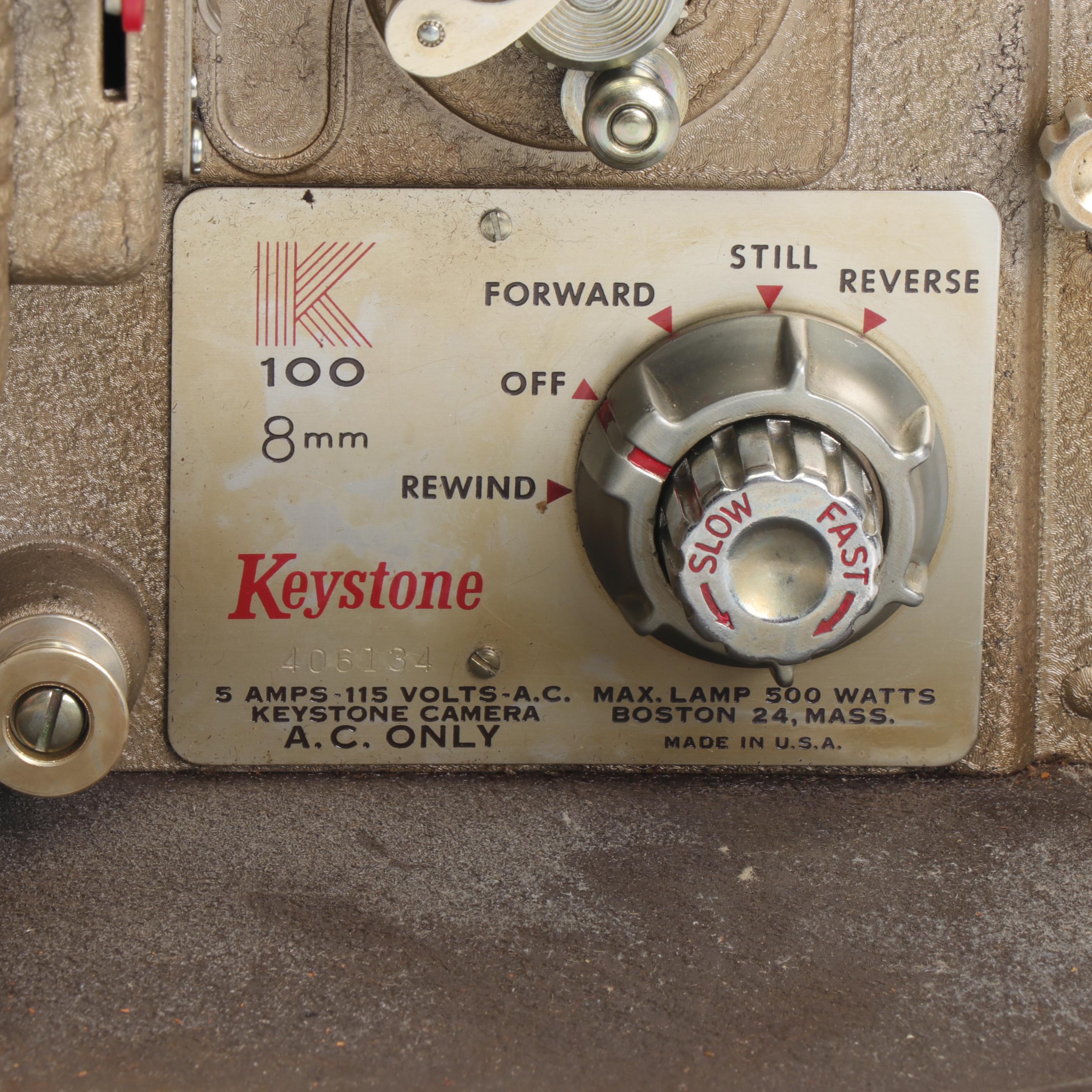 Keystone 8mm Projector with 16mm and 35mm Film Reels