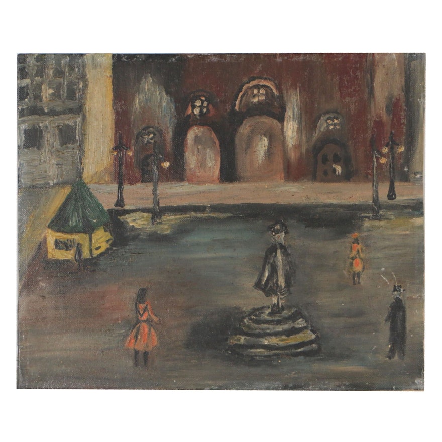 Mid 20th Century Townscape Oil Painting