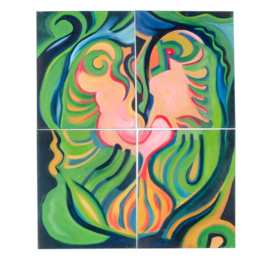 Carol Mathews Abstract Acrylic Quadriptych