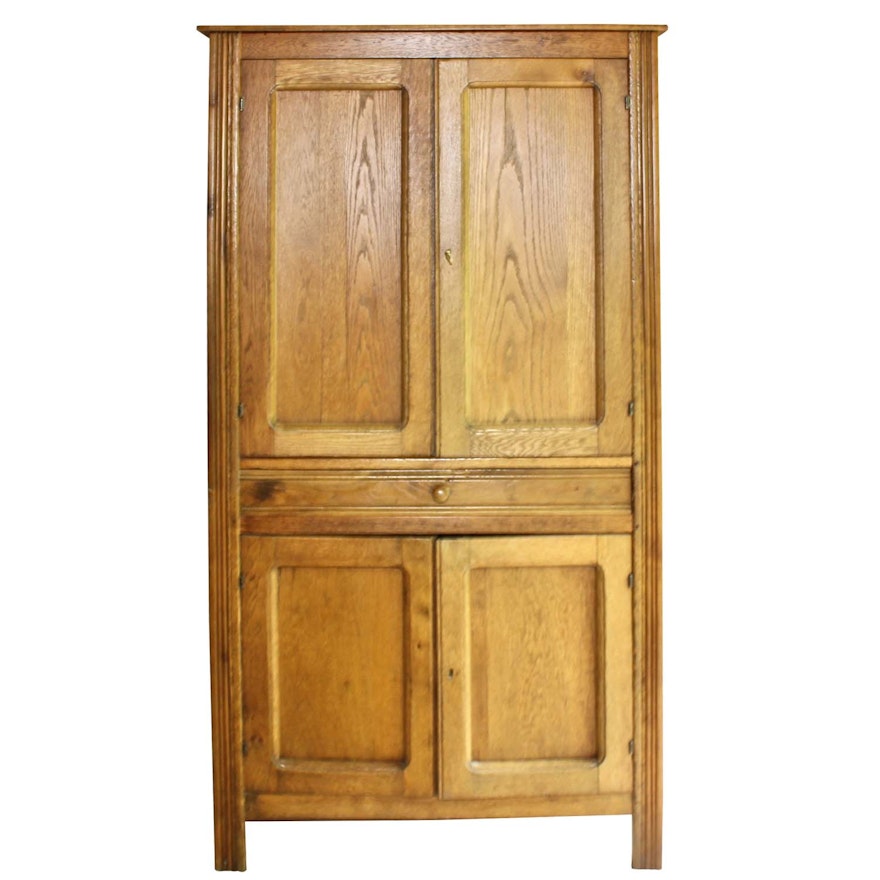 Late Victorian Oak Four-Tin Pie Safe Cupboard, Late 19th/Early 20th Century