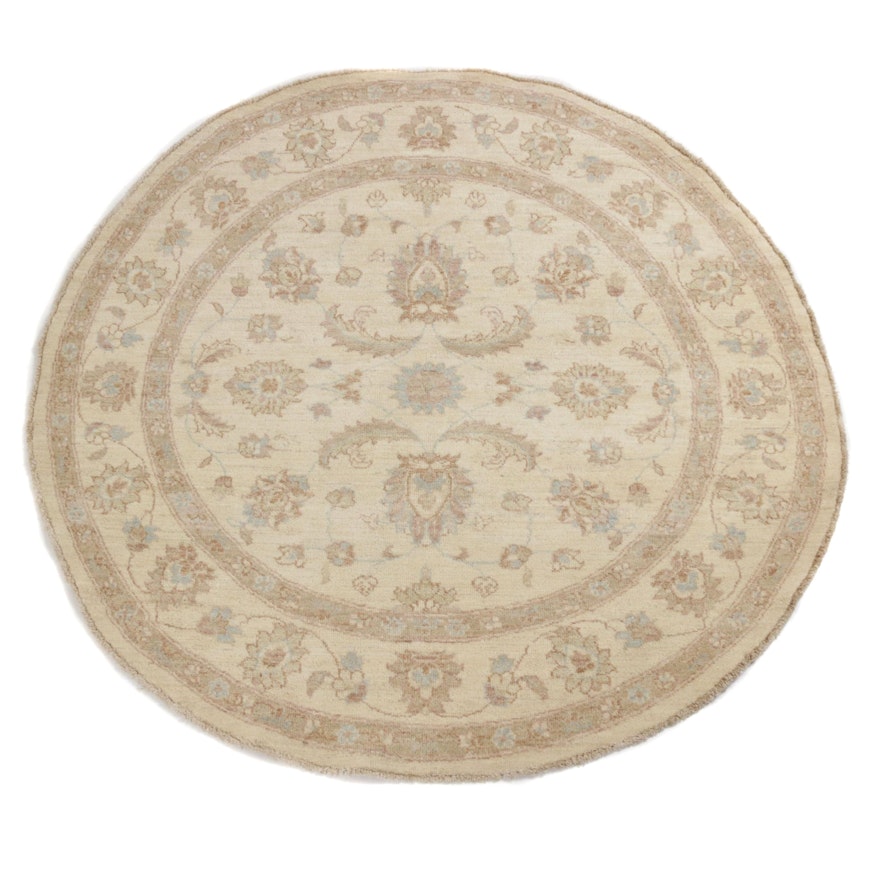 5'2 x 5'2 Hand-Knotted Pakistani-Persian Tabriz Round Rug