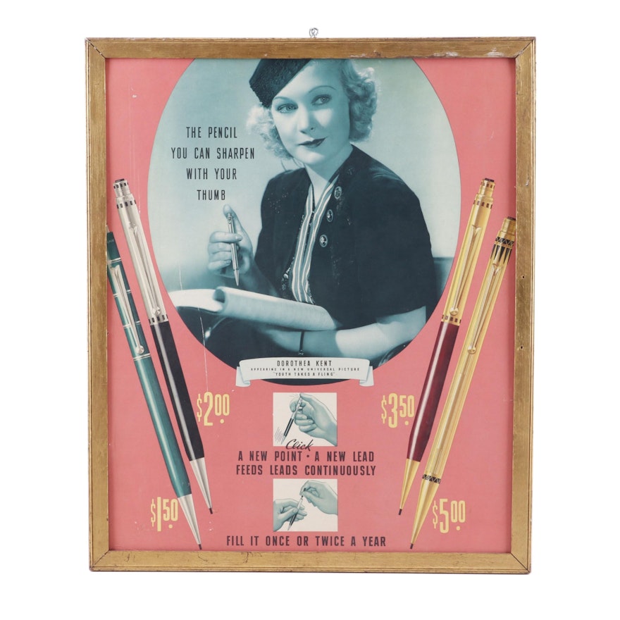 1930s Mechanical Pencil Advertisement featuring Dorothea Kent