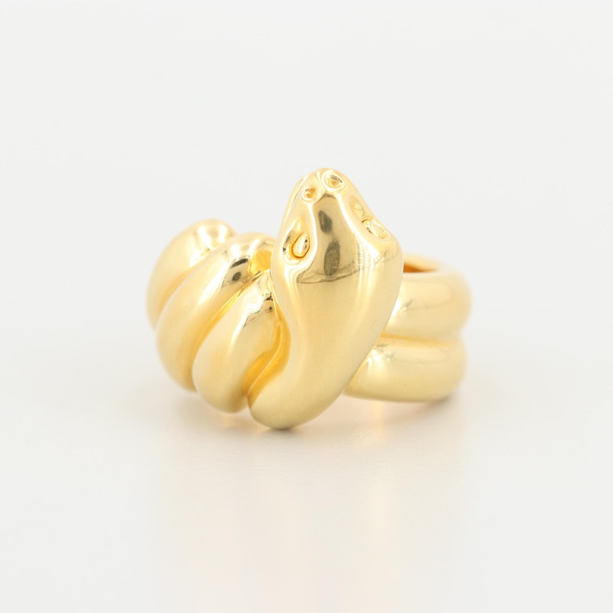 14K Yellow Gold Coiled Snake Ring