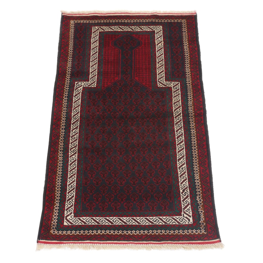 3'0 x 5'2 Hand-Knotted Persian Baluch Prayer Rug, circa 1970