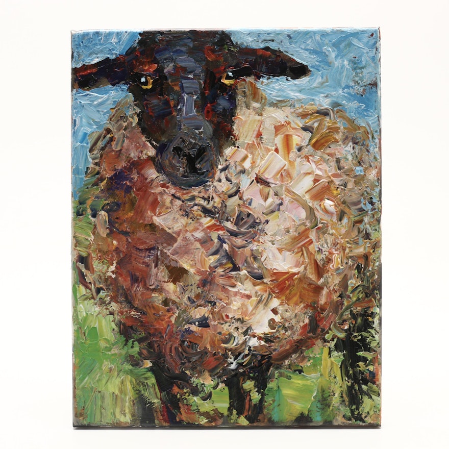 Elle Raines Oil Painting Sheep Portrait