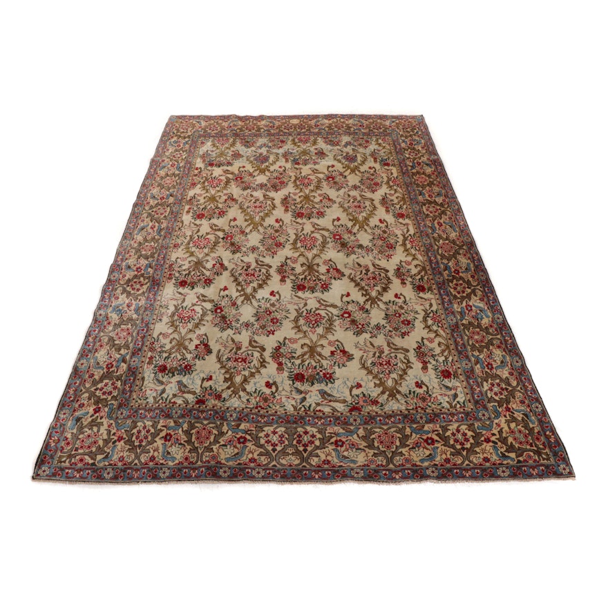 Hand-Knotted Persian Qum Pictorial Room Size Rug