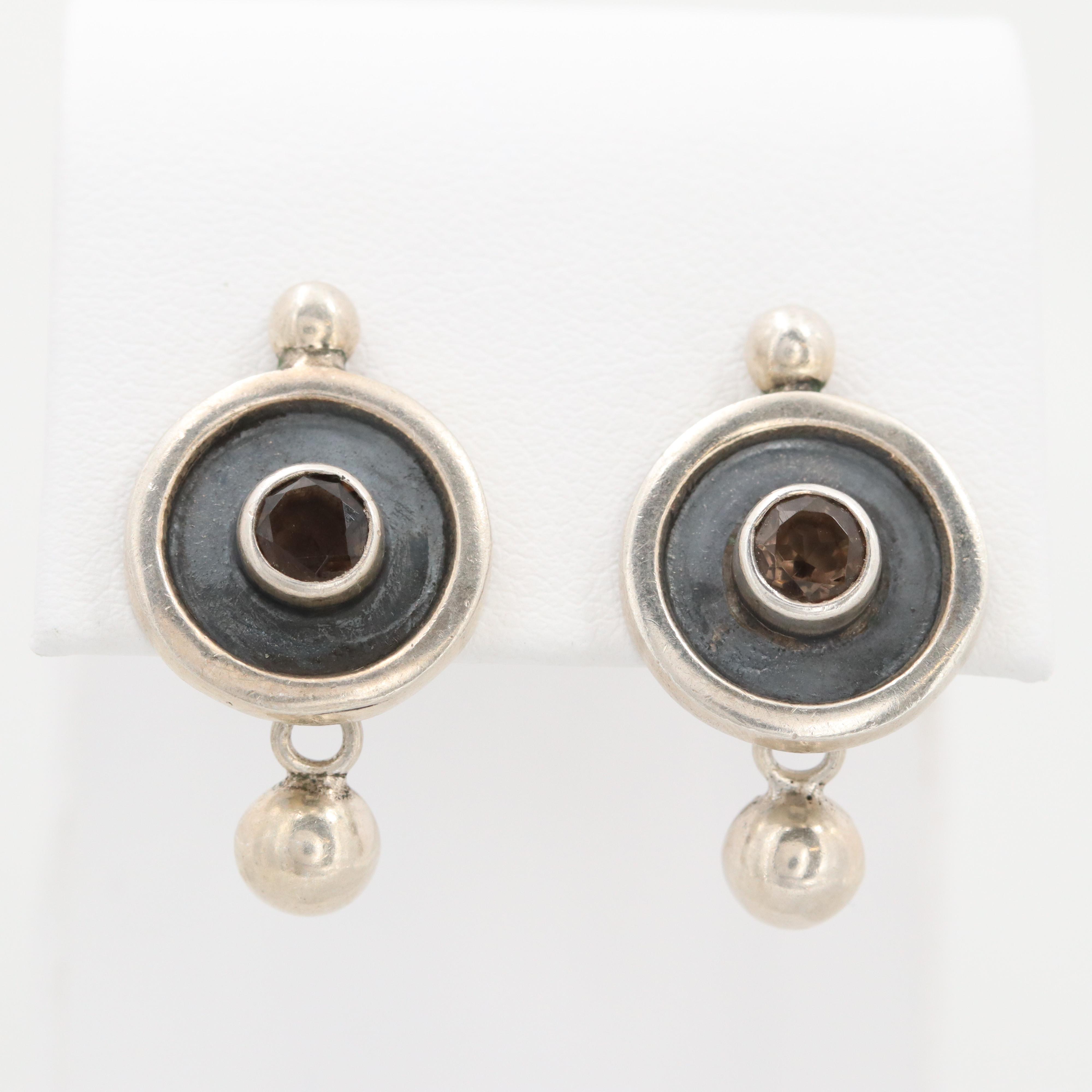 Sterling Silver Smoky Quartz Dangle Earrings