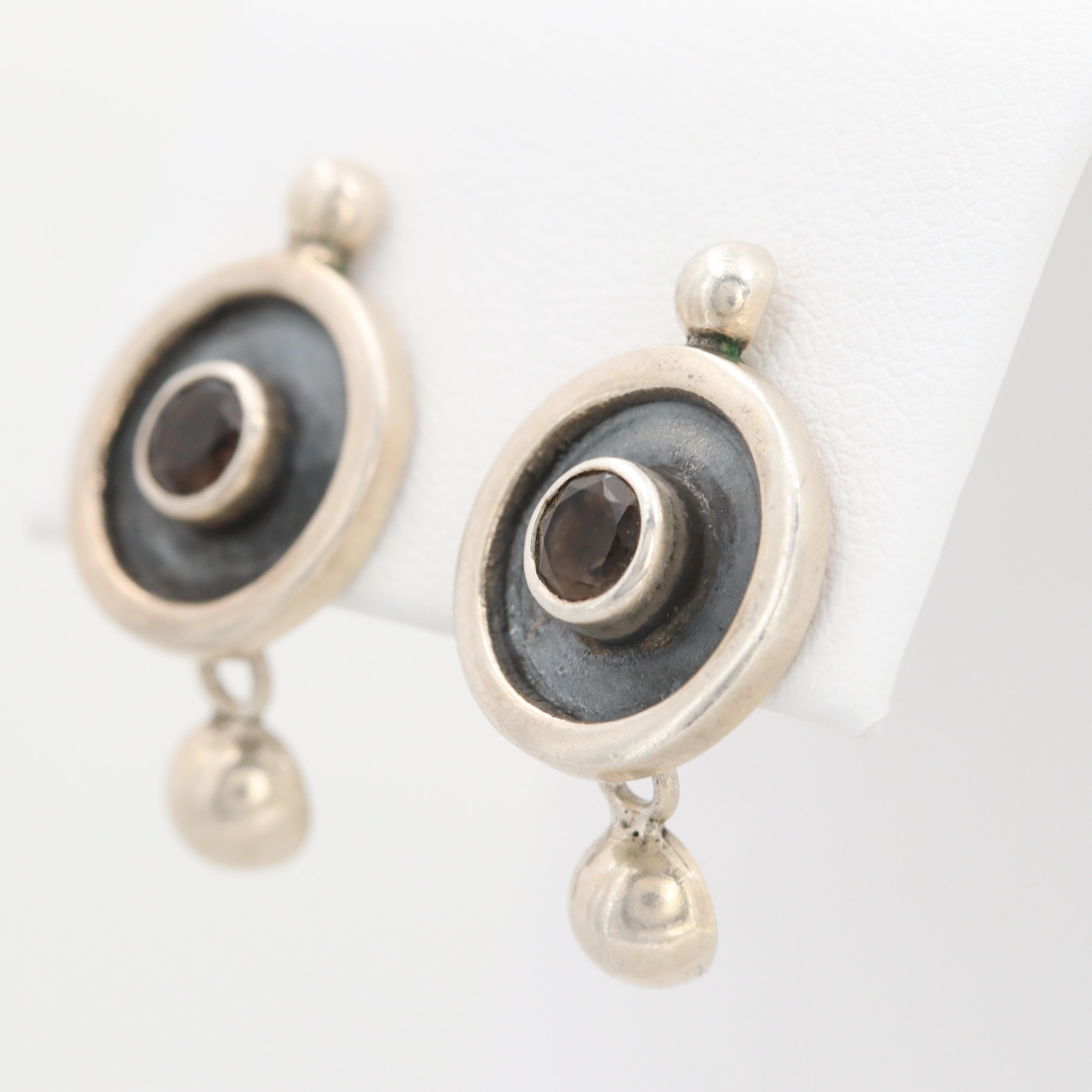 Sterling Silver Smoky Quartz Dangle Earrings