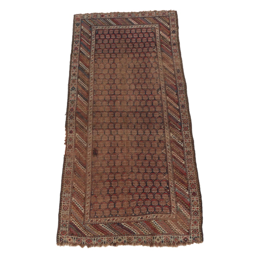 Hand-Knotted Kurdish Bijar Wool Long Rug