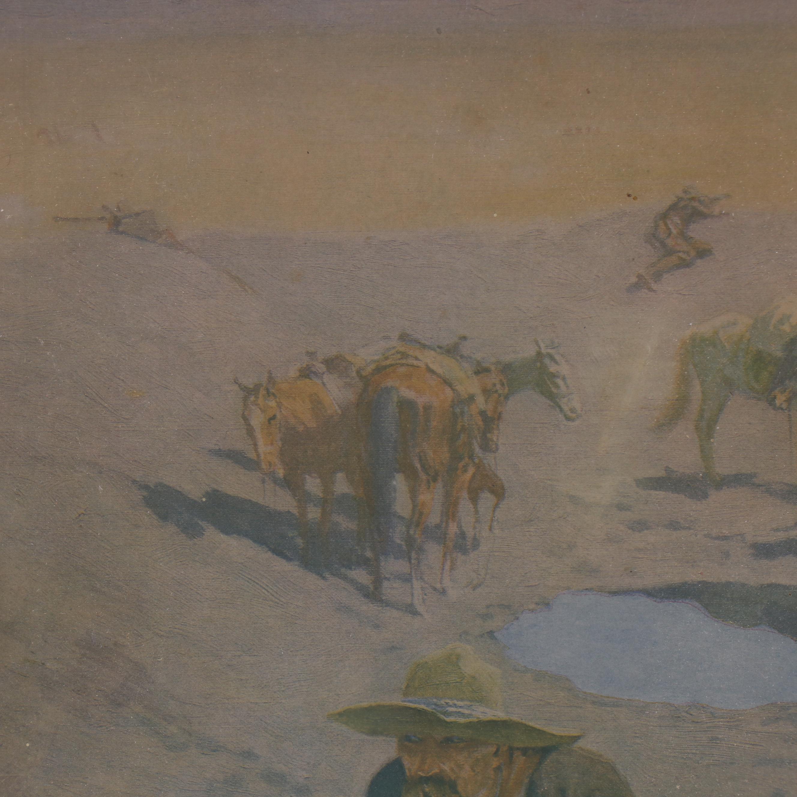 Offset Lithograph after Frederic Remington "Fight for the Water Hole"