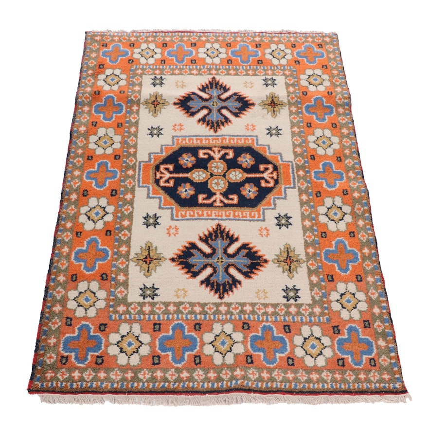 Hand-Knotted Indo-Persian Heriz Wool Rug