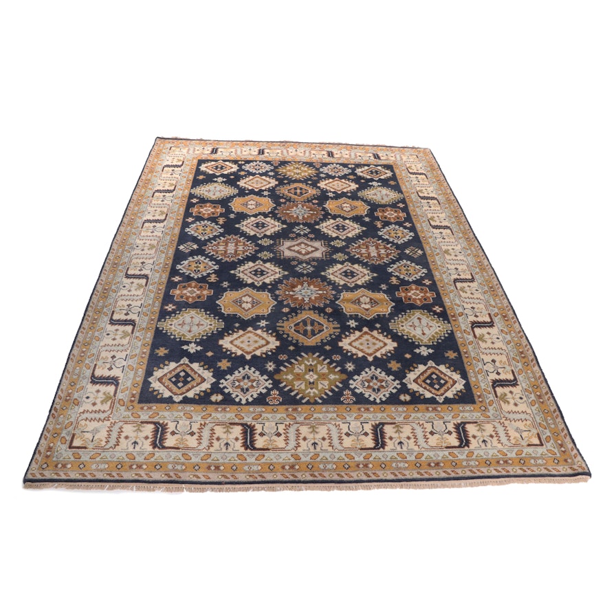 Hand-Knotted Indian Kazak Wool Room Sized Rug