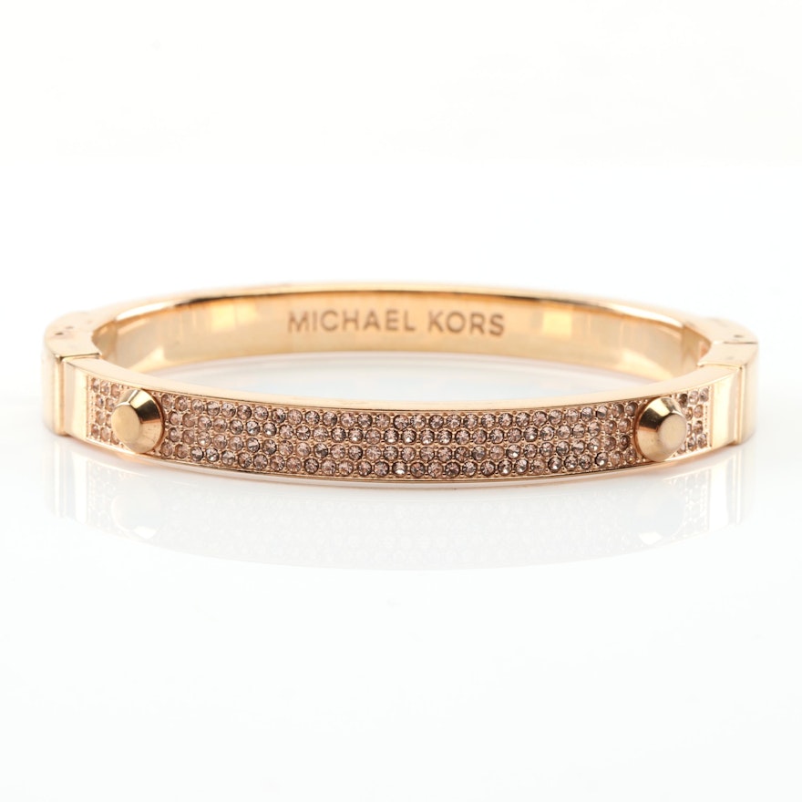 Michael Kors Gold Tone Crystal Bangle Bracelet