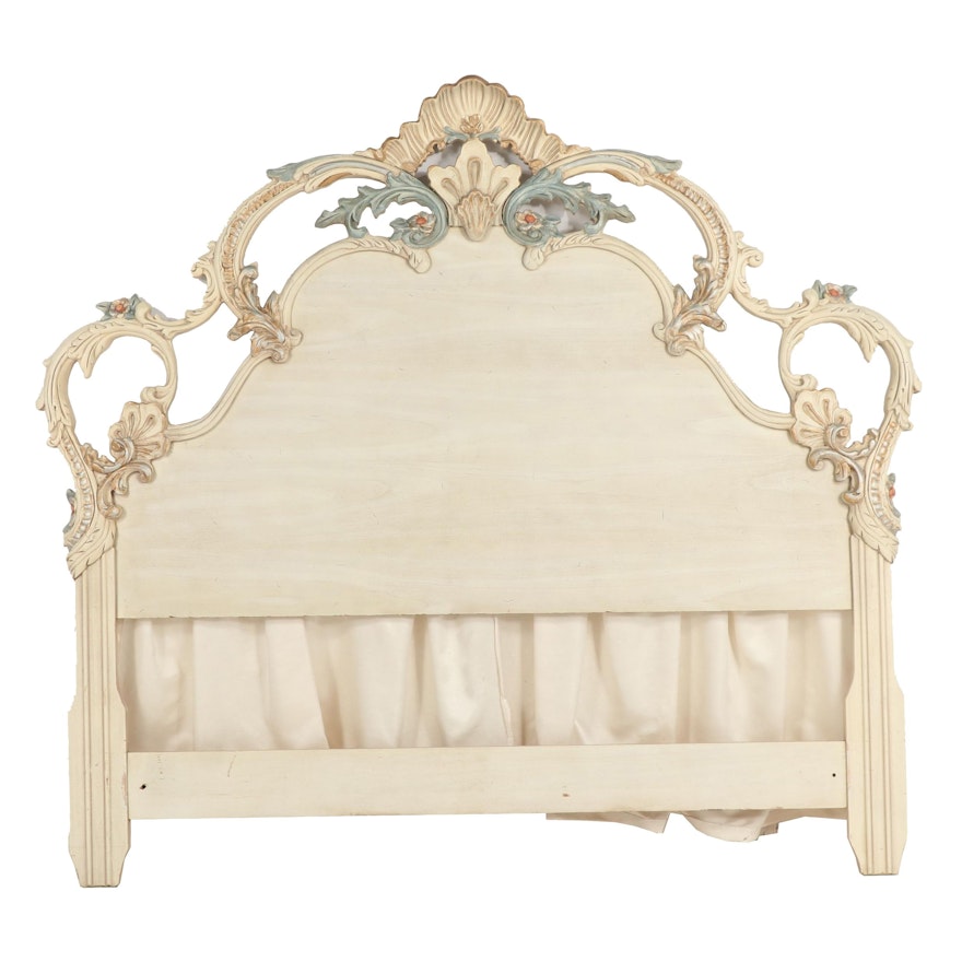 Painted Wooden Queen Baroque-Style Headboard