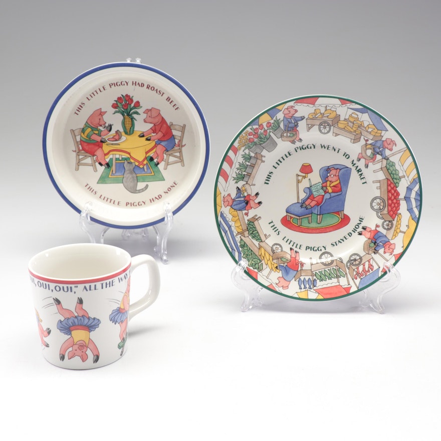 Tiffany & Co. "Five Little Pigs" Children's Dishes, 1993