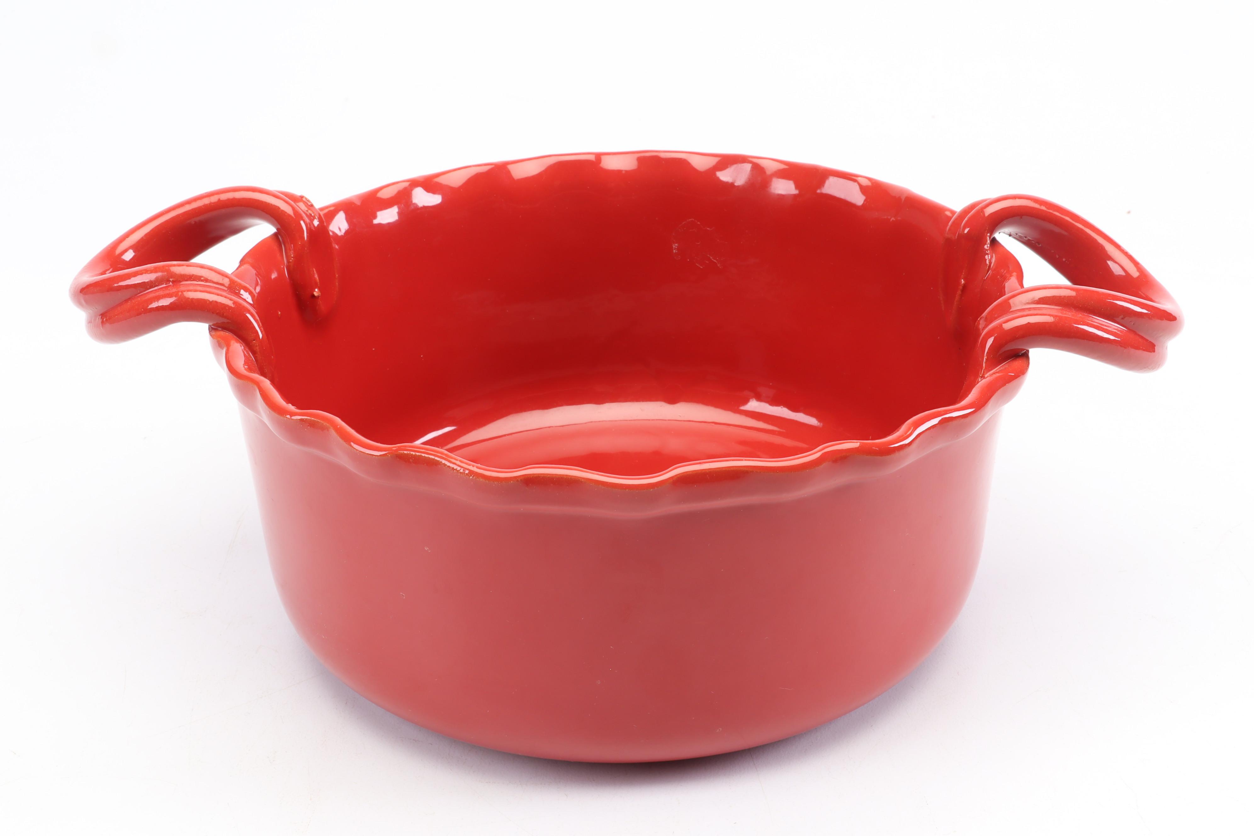 Copco Denmark Yellow Enamel Cast Iron Pot with Italica Ars Ovenproof Bowls