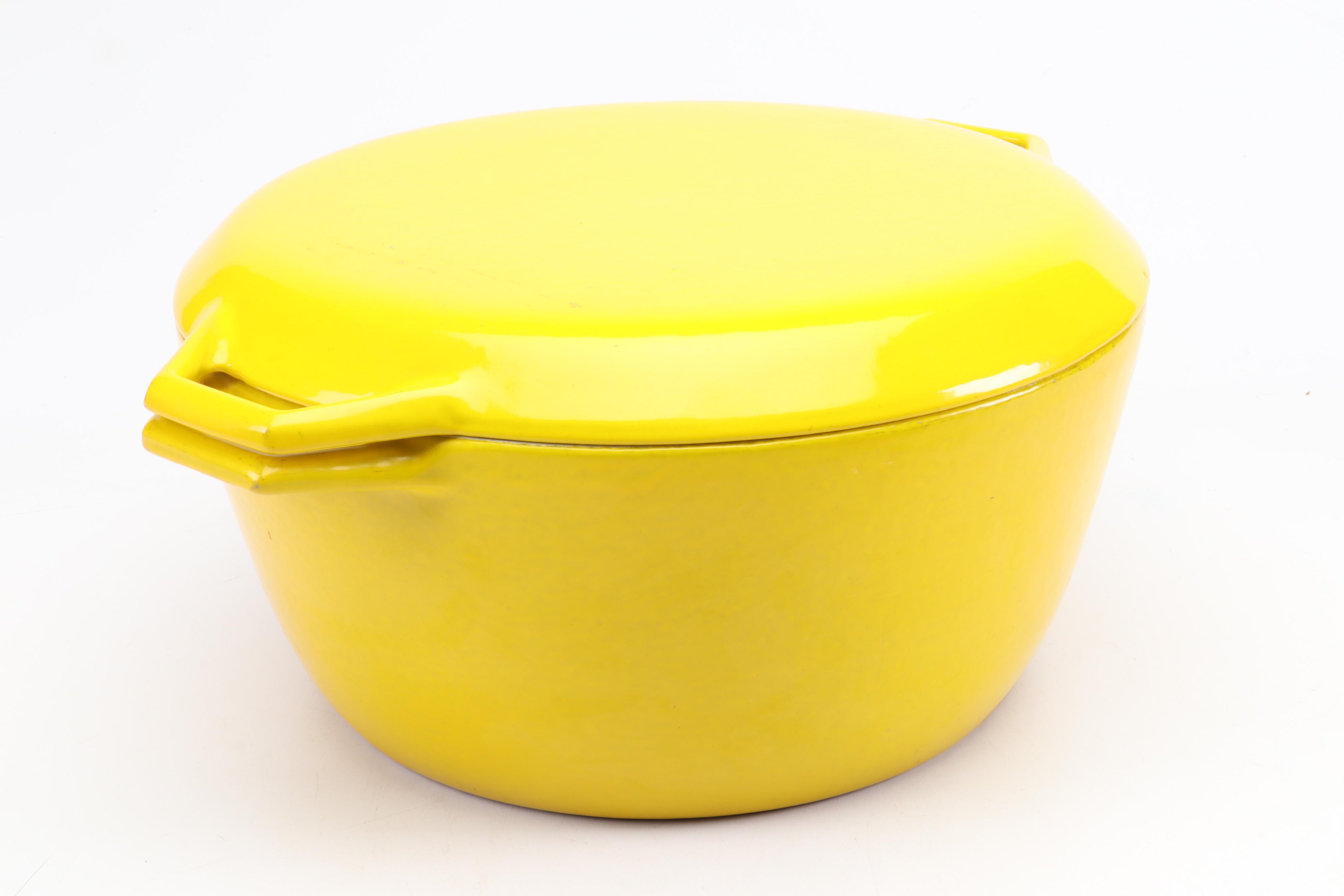 Copco Denmark Yellow Enamel Cast Iron Pot with Italica Ars Ovenproof Bowls