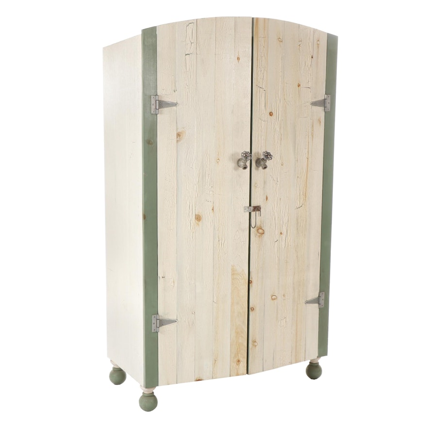 Horchow Painted Pine Outdoor Armoire, Late 20th Century