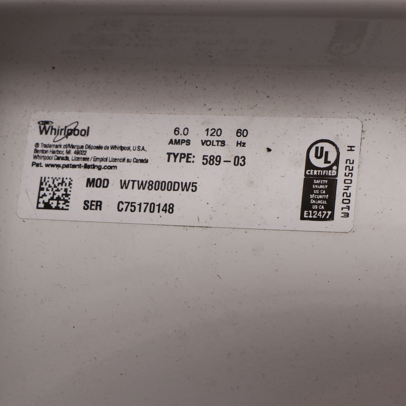 Whirlpool "Cabrio" Top Load Washing Machine from Cincinnati Reds Clubhouse