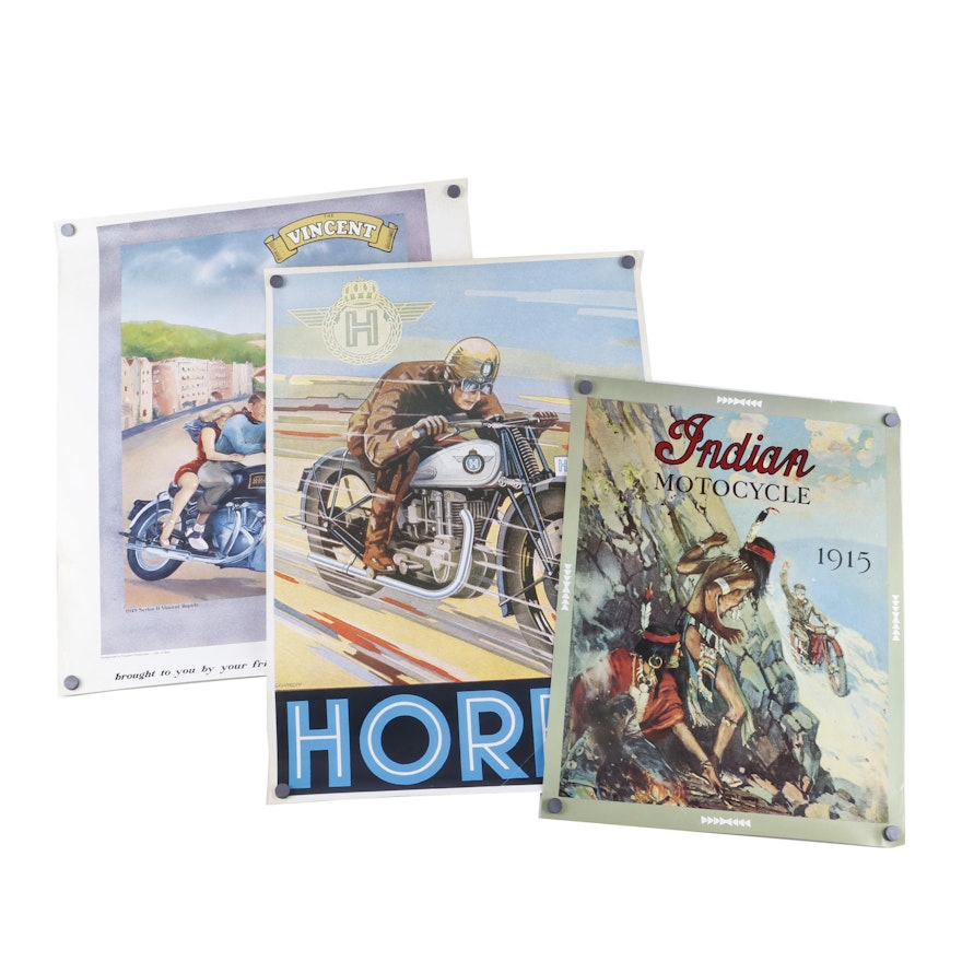 Offset Lithographs after Vintage and Antique Motorcycle Posters