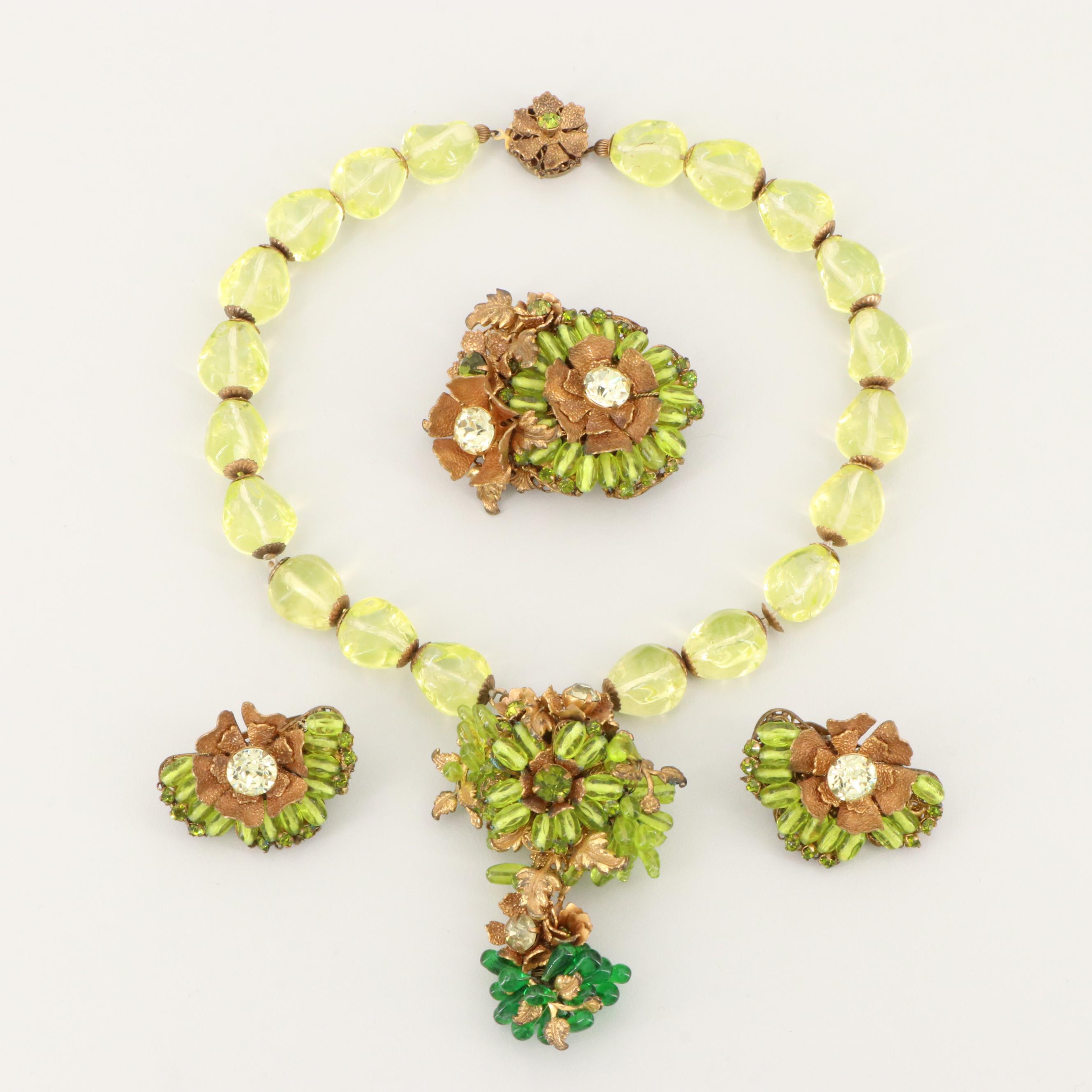 Late 1940s Miriam Haskell Art Glass Set