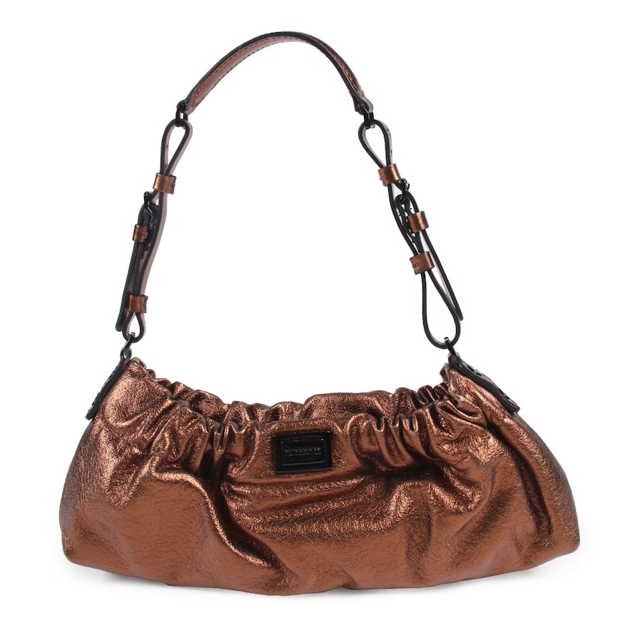 Burberry Bronze Metallic Grained Leather East West Shoulder Bag