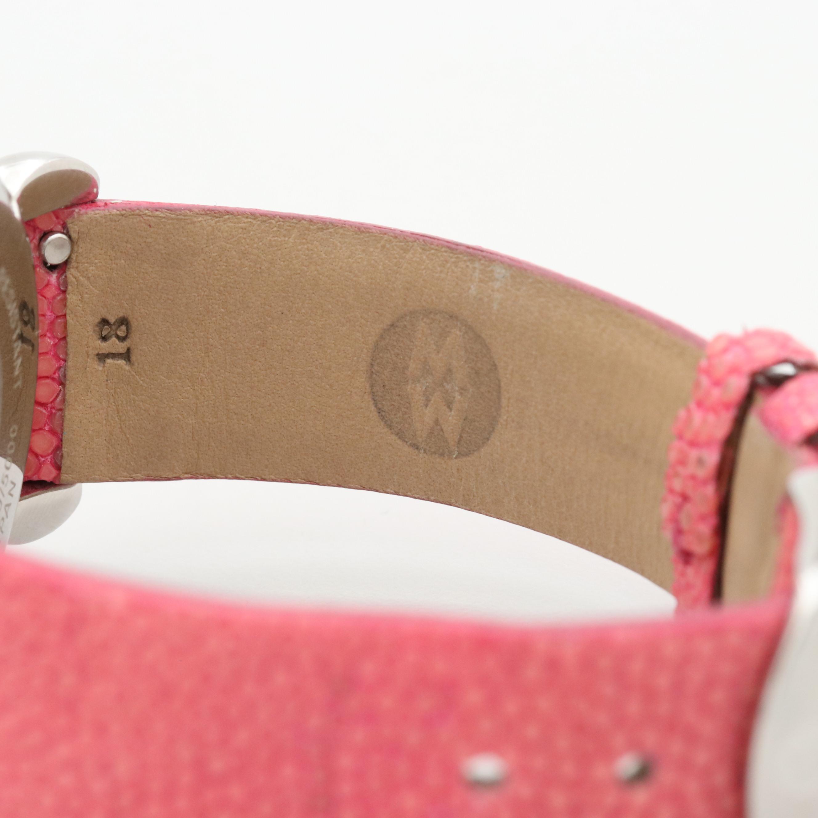 Michele Stainless Steel and Diamond Bezel Chrono Watch With Mother of Pearl