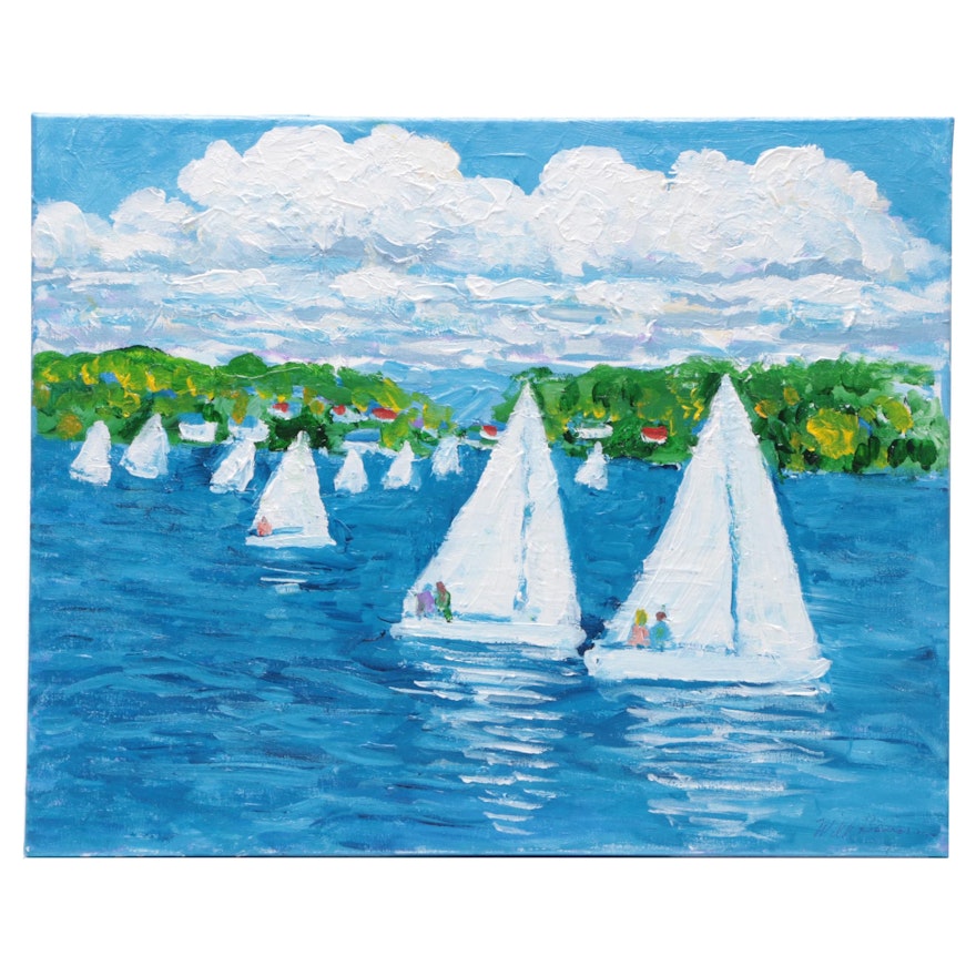 Will Becker Acrylic Painting "The Regatta on a Summer Day"