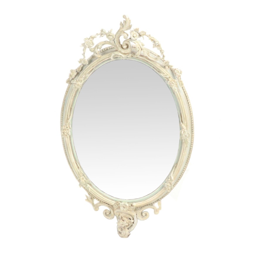 Floral and Acanthus Leaf Oval Wall Mount Mirror