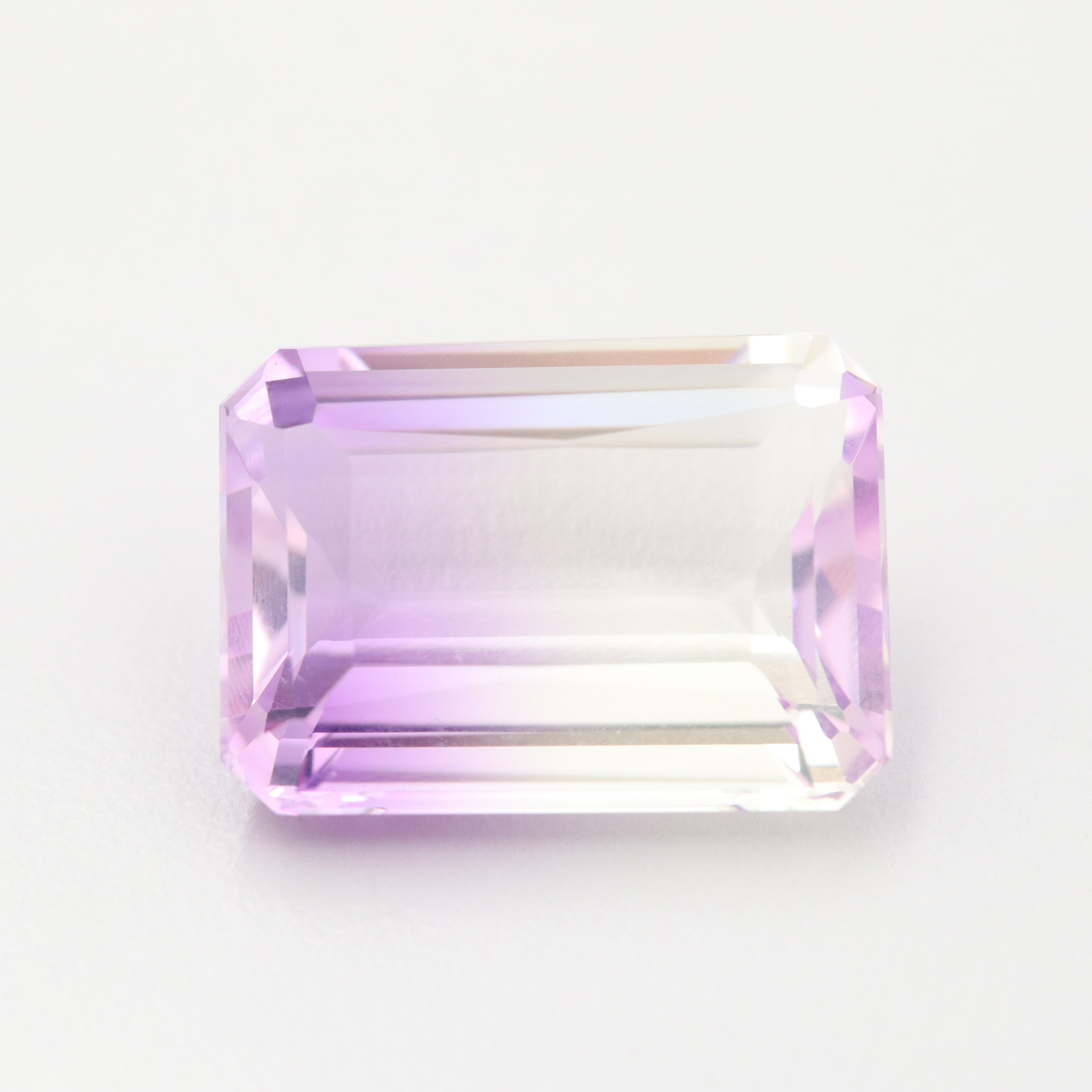 Loose 27.32 CT Bi - Colored Rectangular Faceted Quartz
