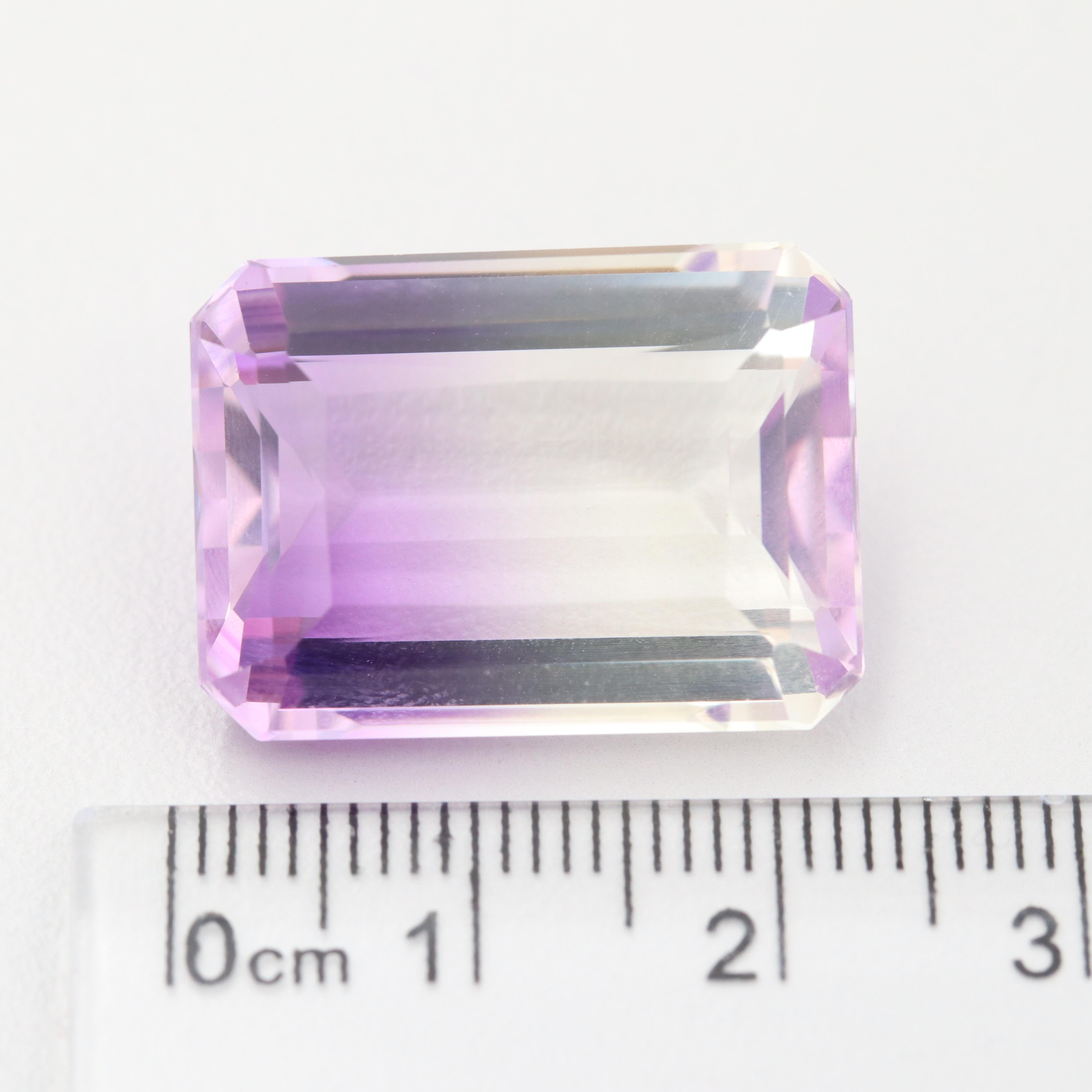 Loose 27.32 CT Bi - Colored Rectangular Faceted Quartz