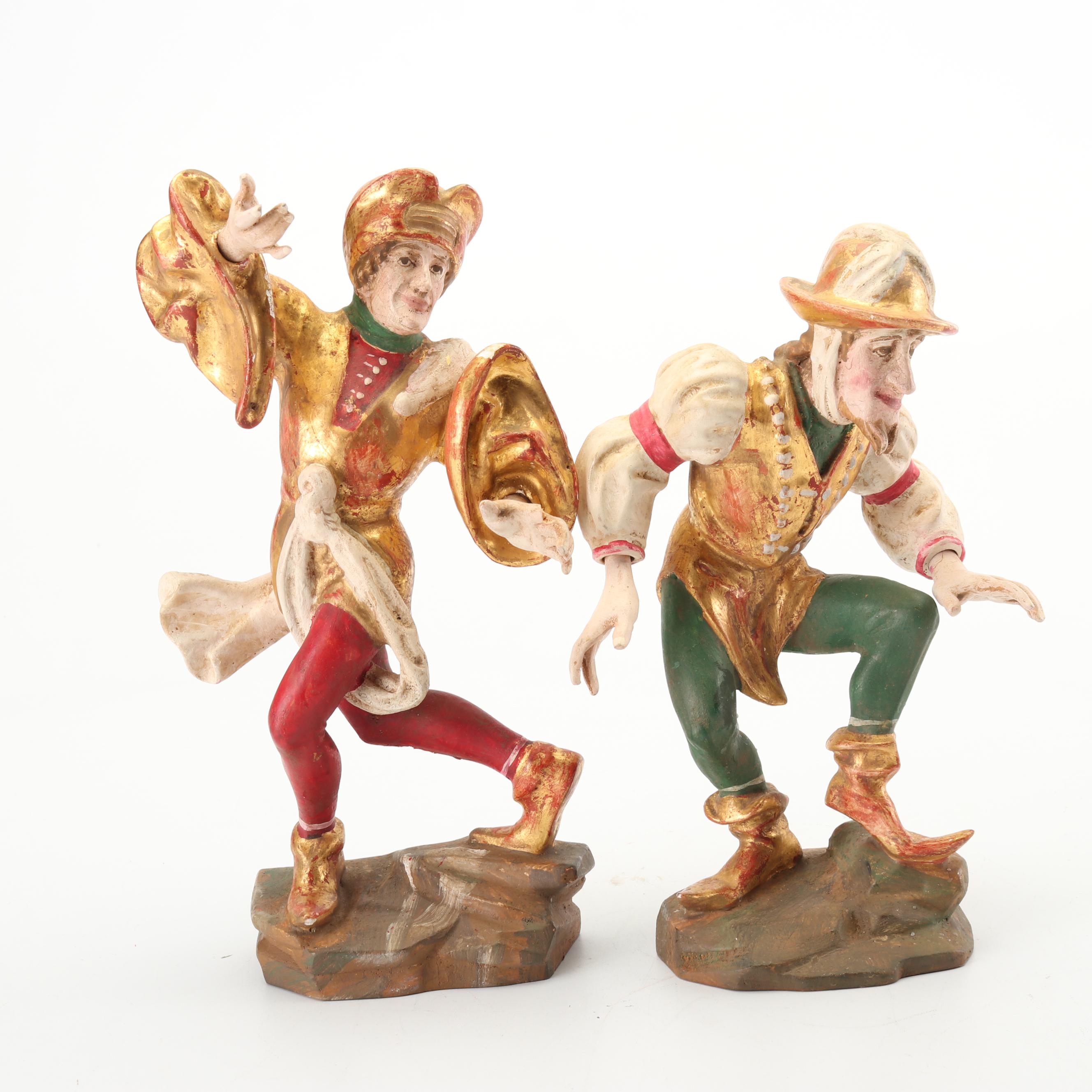 Hand-Painted Wooden Jester Figurines