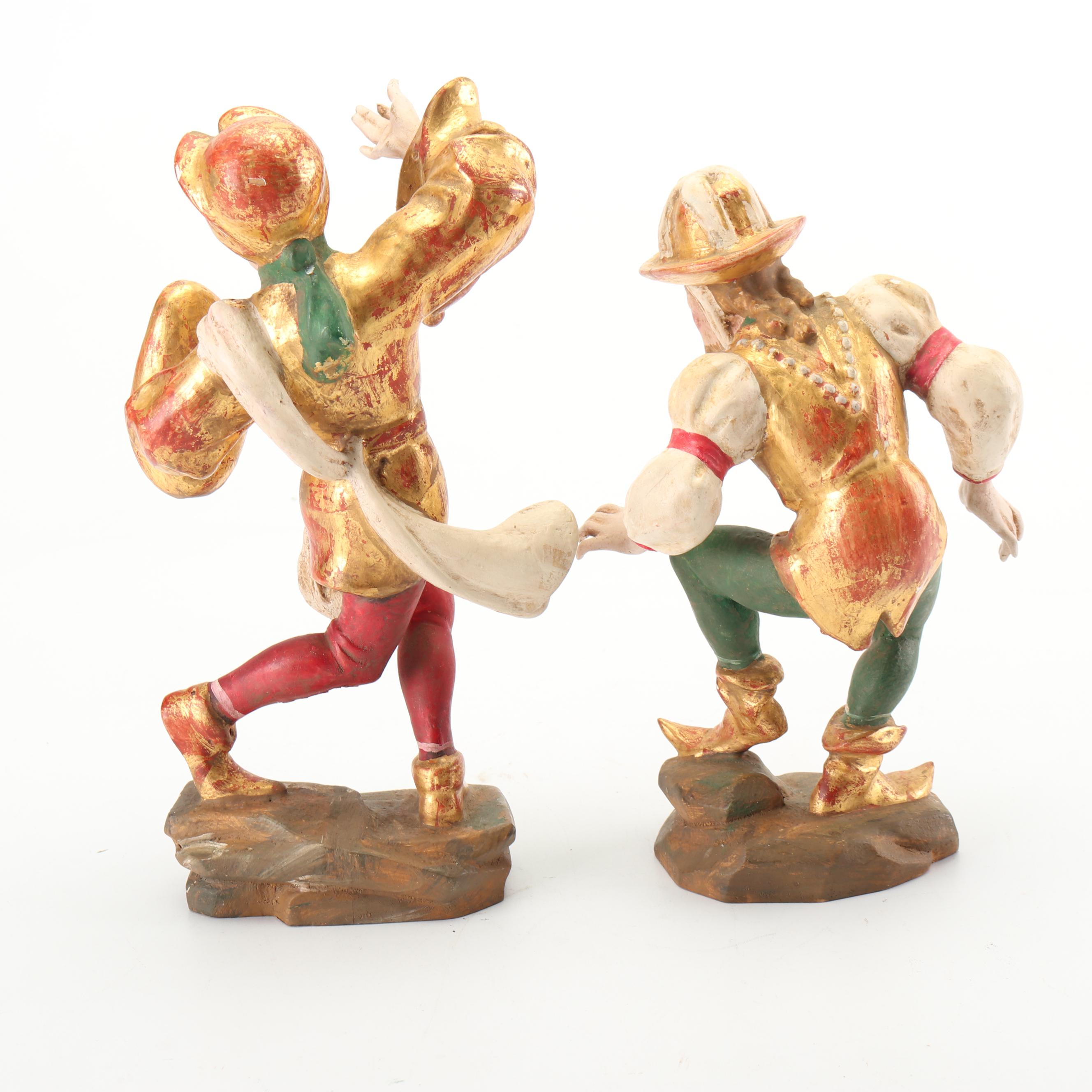 Hand-Painted Wooden Jester Figurines