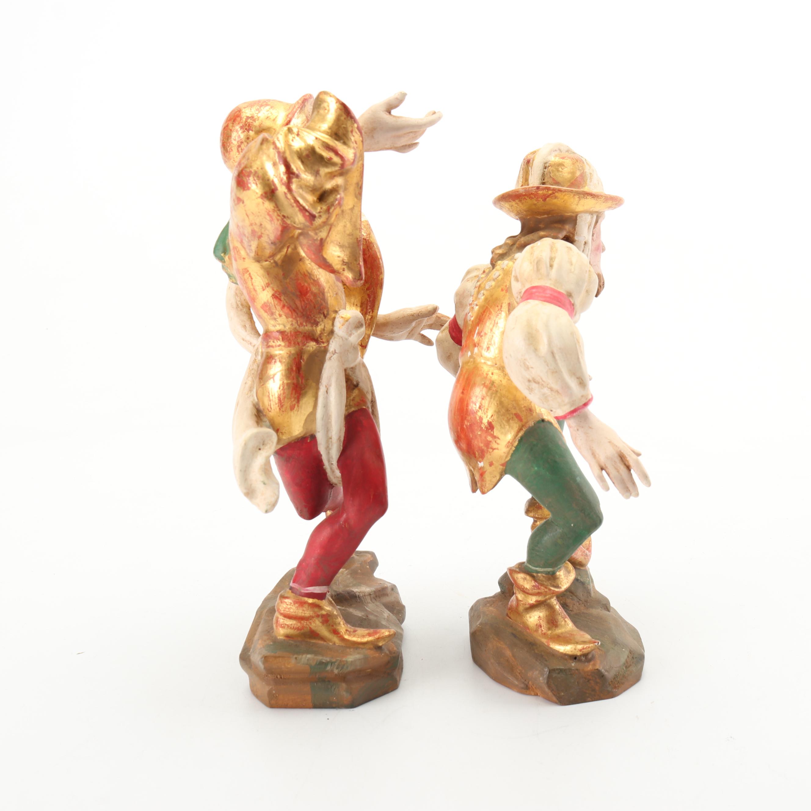 Hand-Painted Wooden Jester Figurines