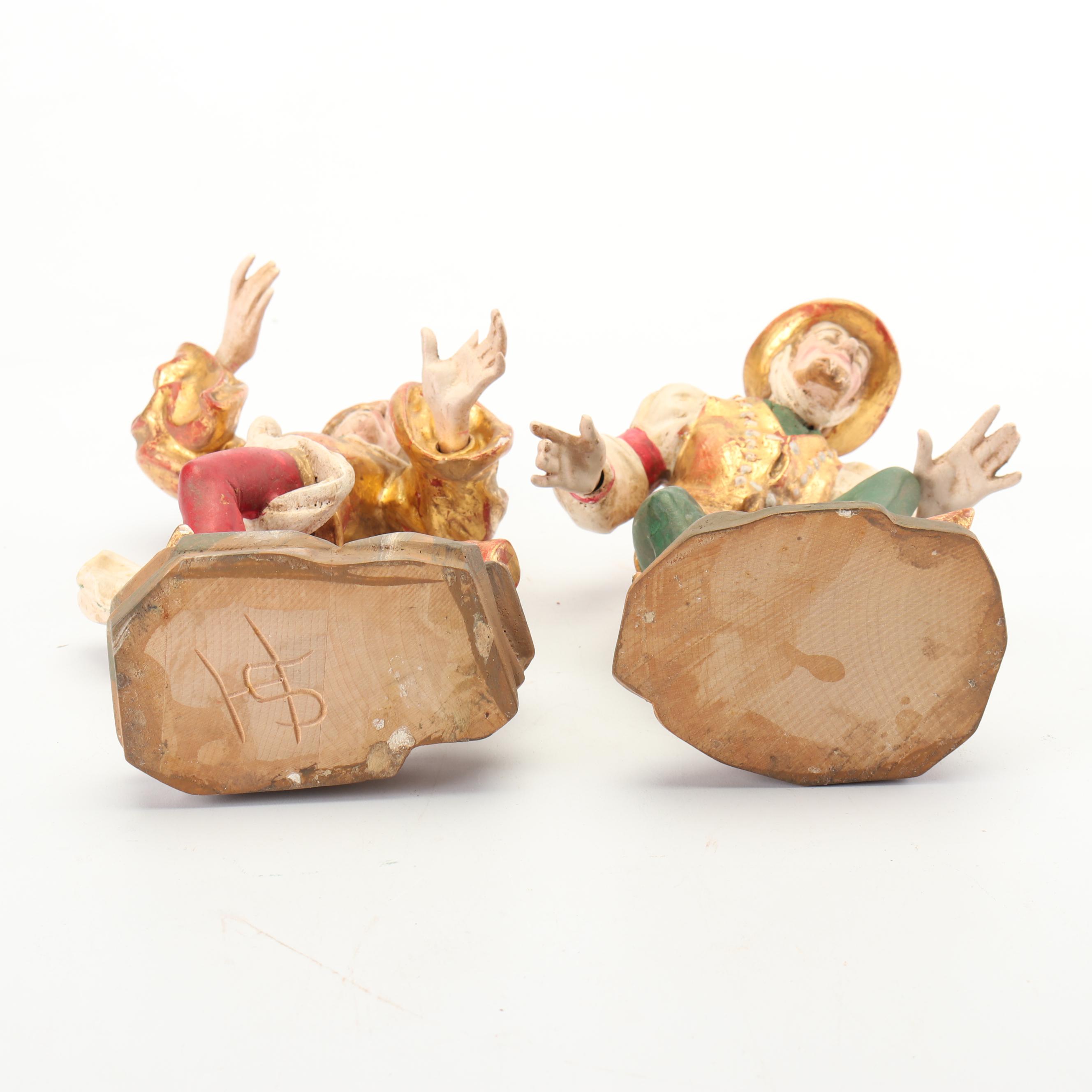 Hand-Painted Wooden Jester Figurines