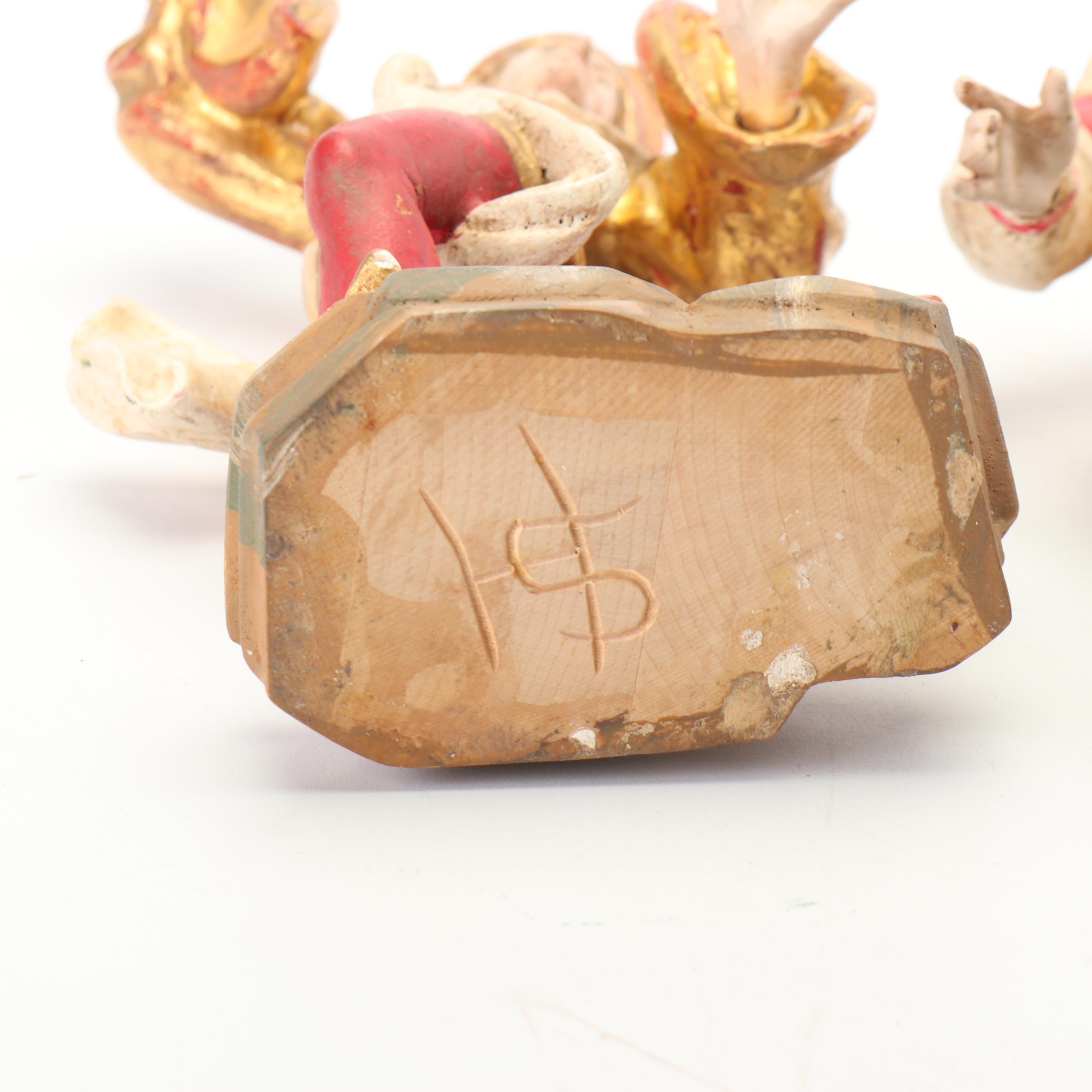 Hand-Painted Wooden Jester Figurines