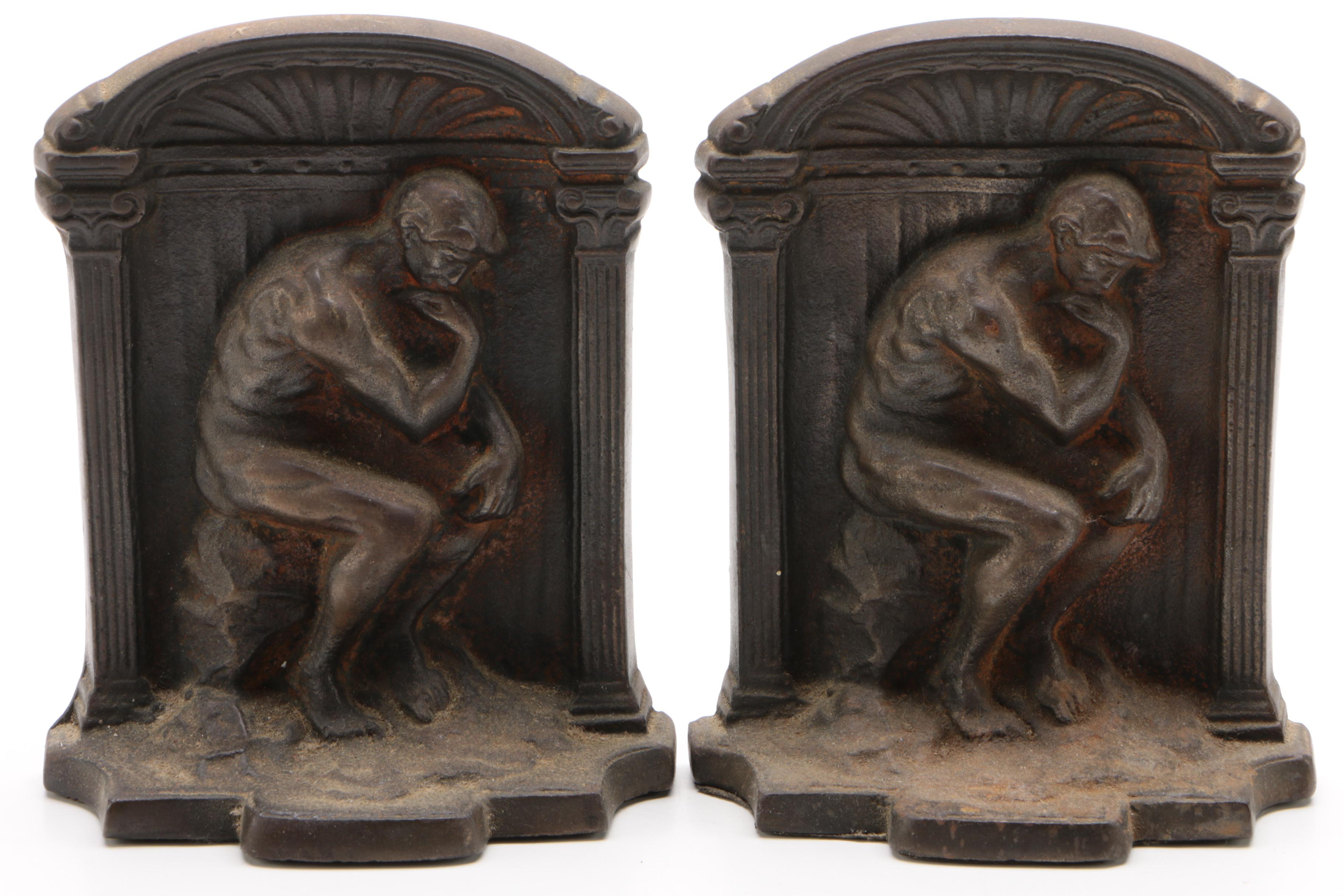 "The Thinker" Cast Iron Bookends, Advertising Lion Paperweight, and More