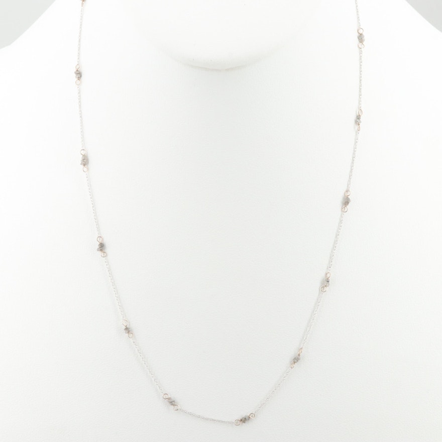 10K White Gold Diamond Chain Necklace