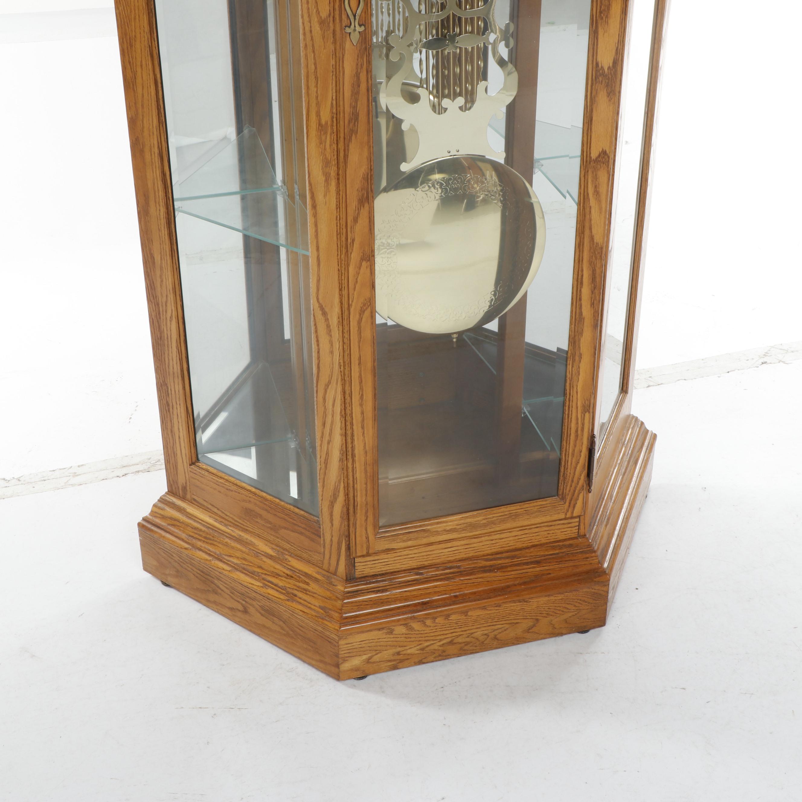 Howard Miller "Majestic" Oak Curio Cabinet Clock