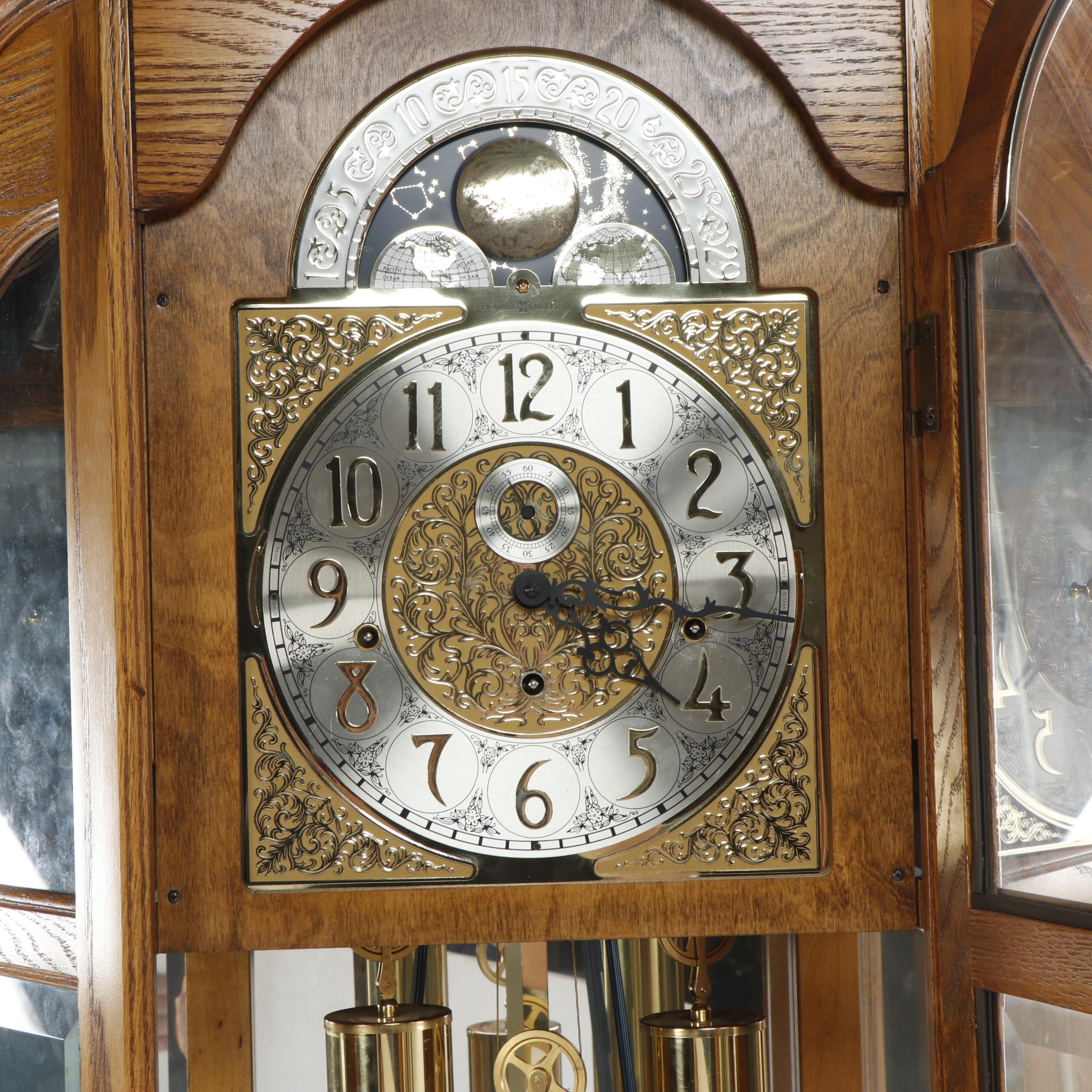 Howard Miller "Majestic" Oak Curio Cabinet Clock