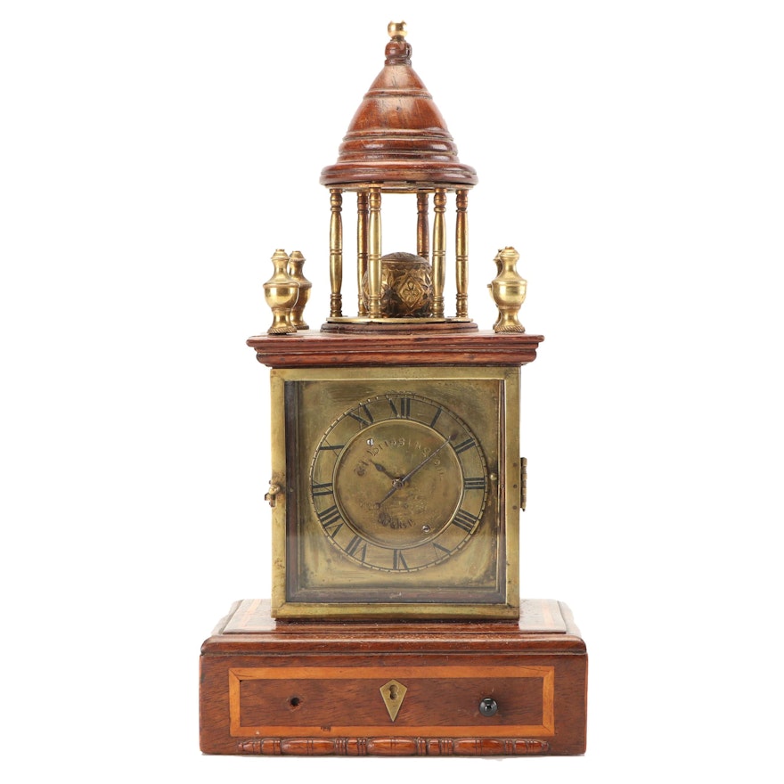 W. Brissington Oak and Brass Dome Bracket Clock