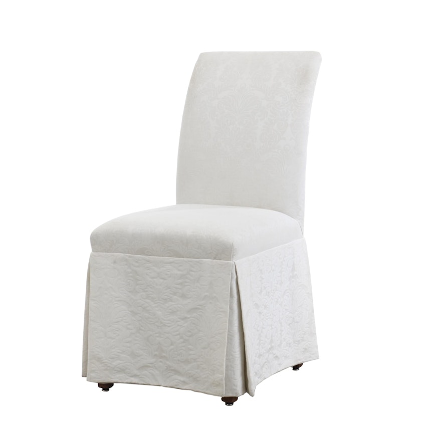 Beverly Interiors Slipper Chair in Damask Upholstery, Contemporary