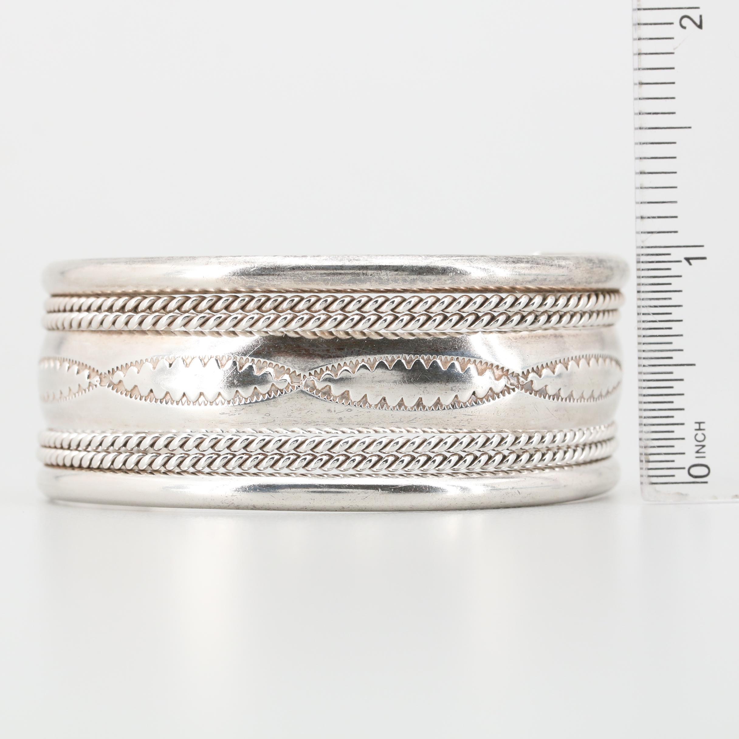 Tahe Navajo Sterling Silver Cuff Bracelet