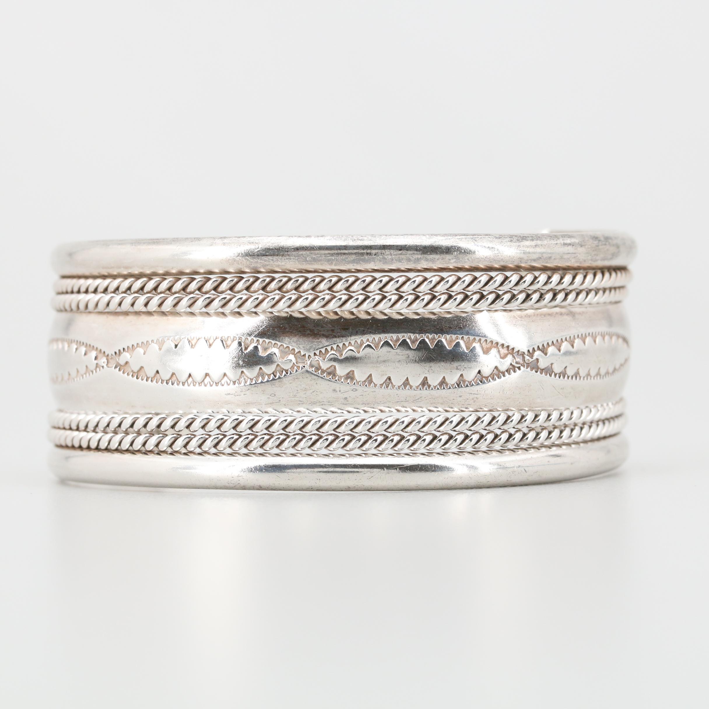 Tahe Navajo Sterling Silver Cuff Bracelet