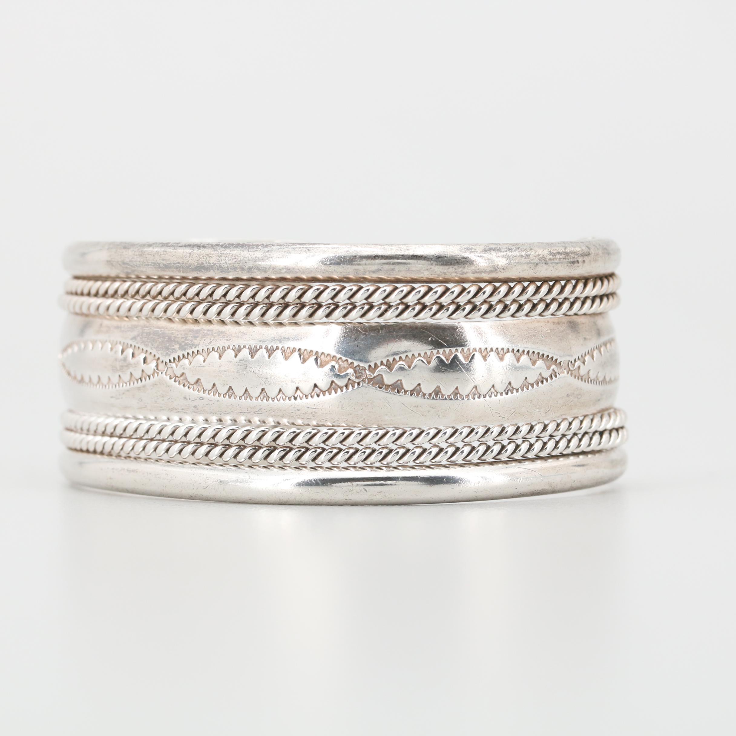 Tahe Navajo Sterling Silver Cuff Bracelet