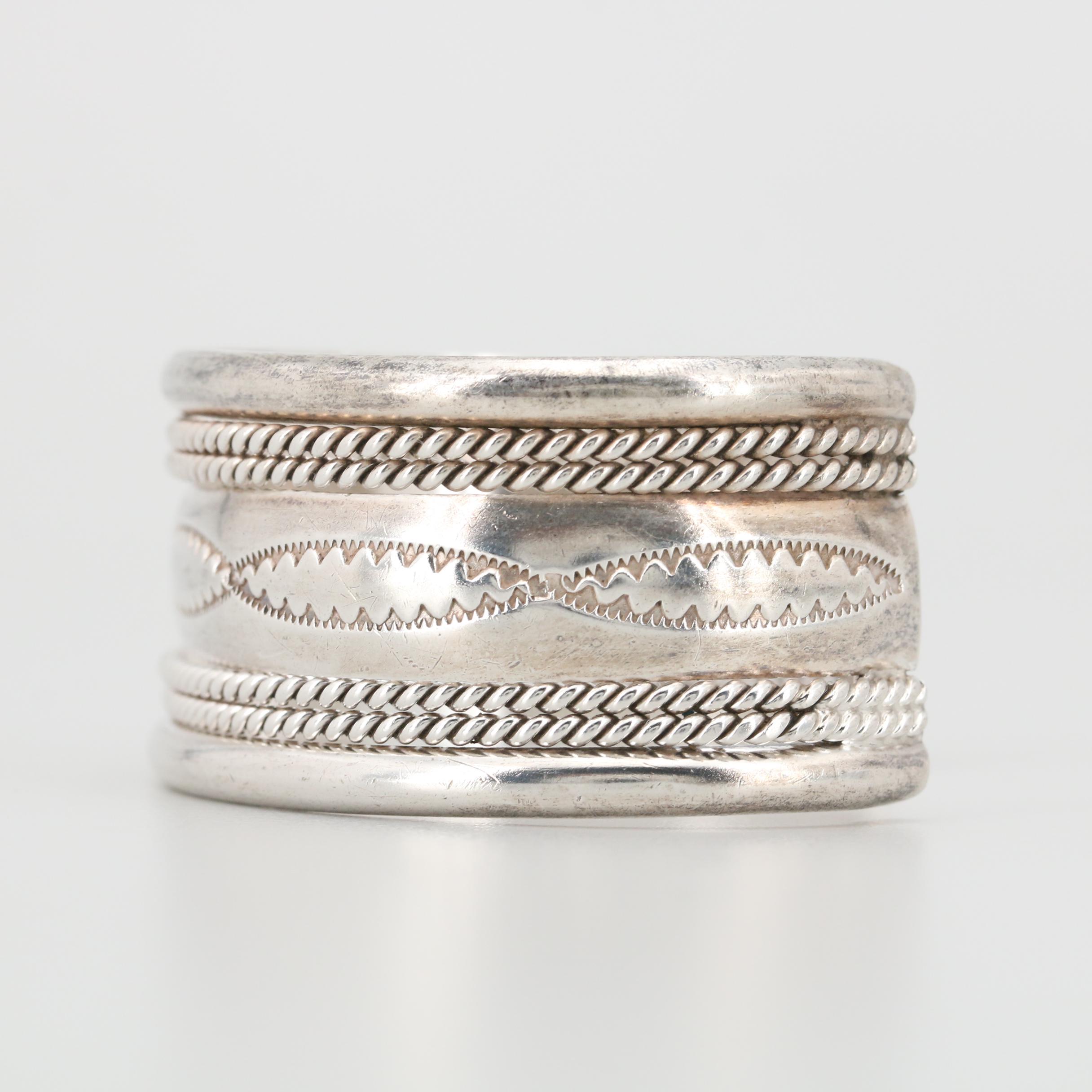 Tahe Navajo Sterling Silver Cuff Bracelet